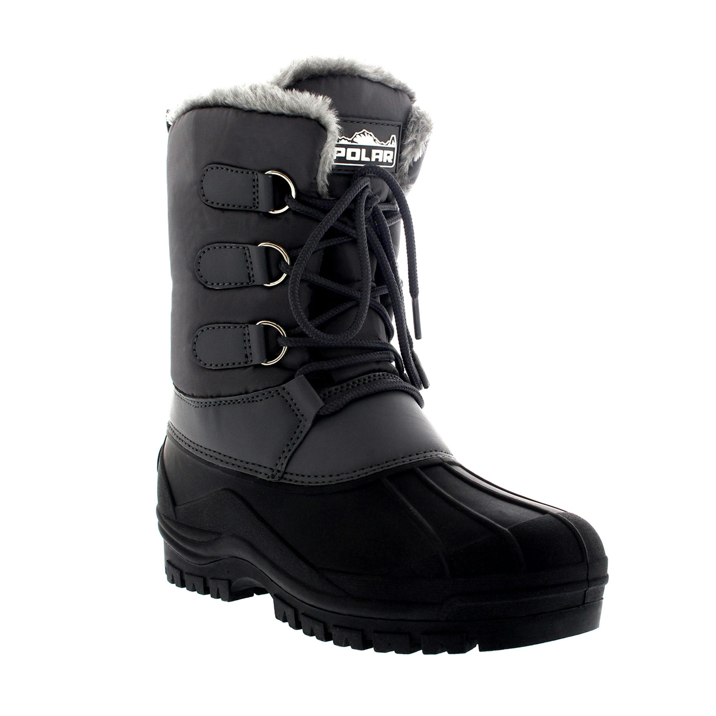 Viva Men's Grey Polar Muck Short Nylon Winter Snow Rain Lace Up Duck Boots - 8