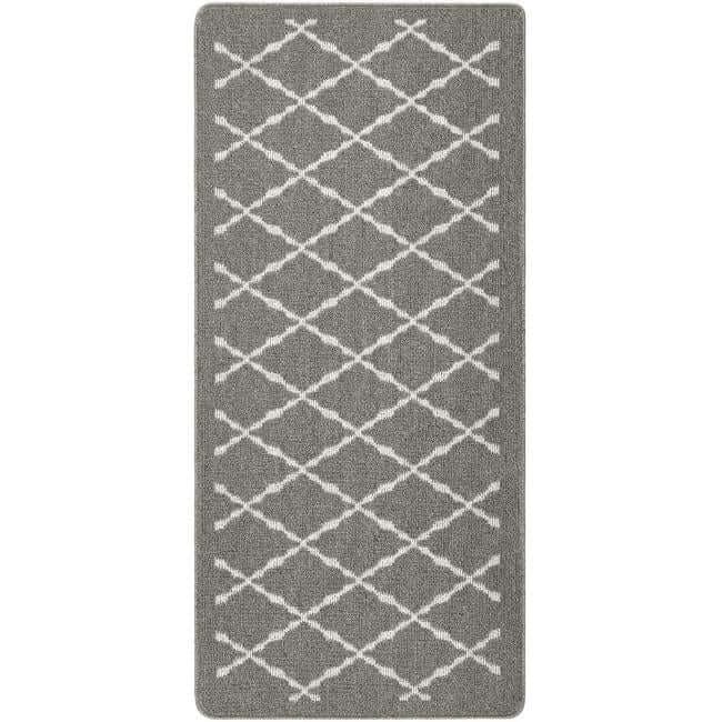 Rackhams Grey Washable Diamond Mat And Runner - 67X150 Cm