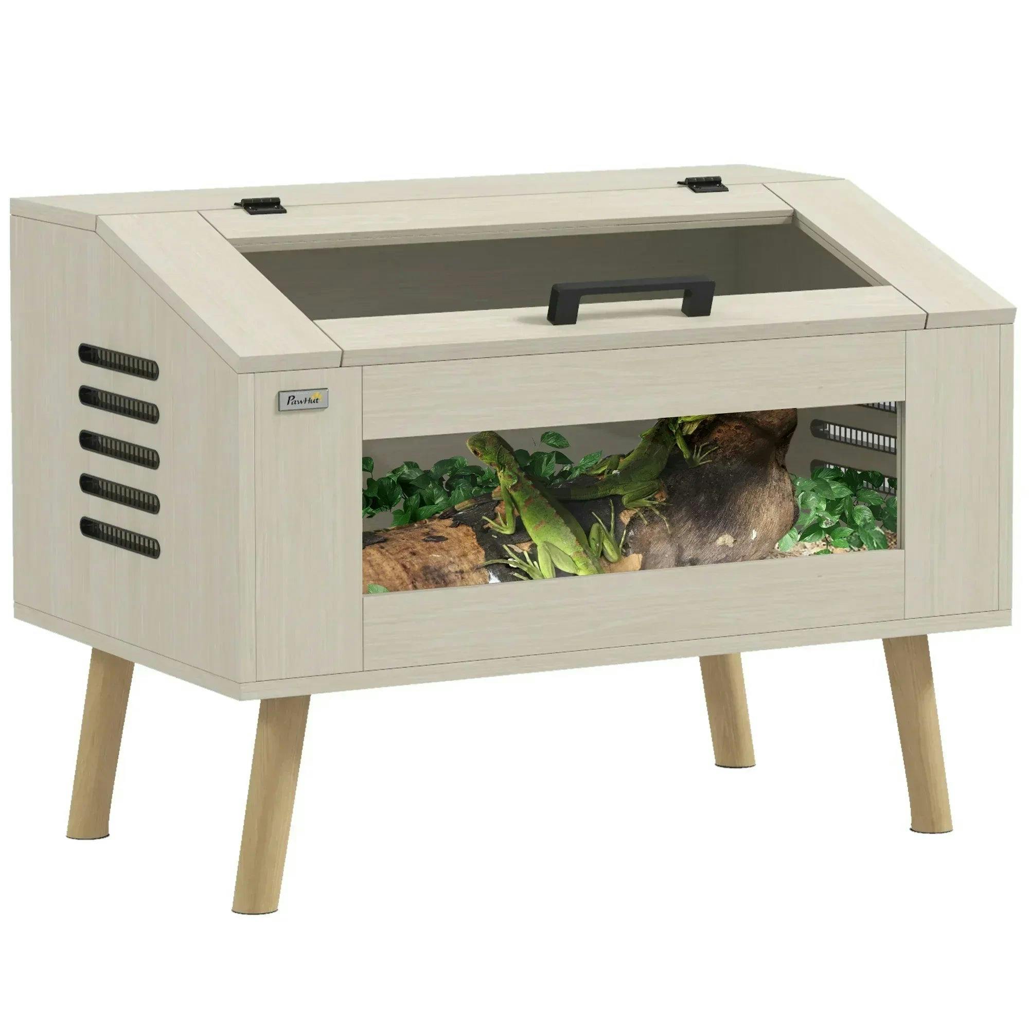 Pawhut Natural 111L Reptile Terrarium Snake Vivarium For Lizards, Horned Frogs, Chameleons In - Image 5