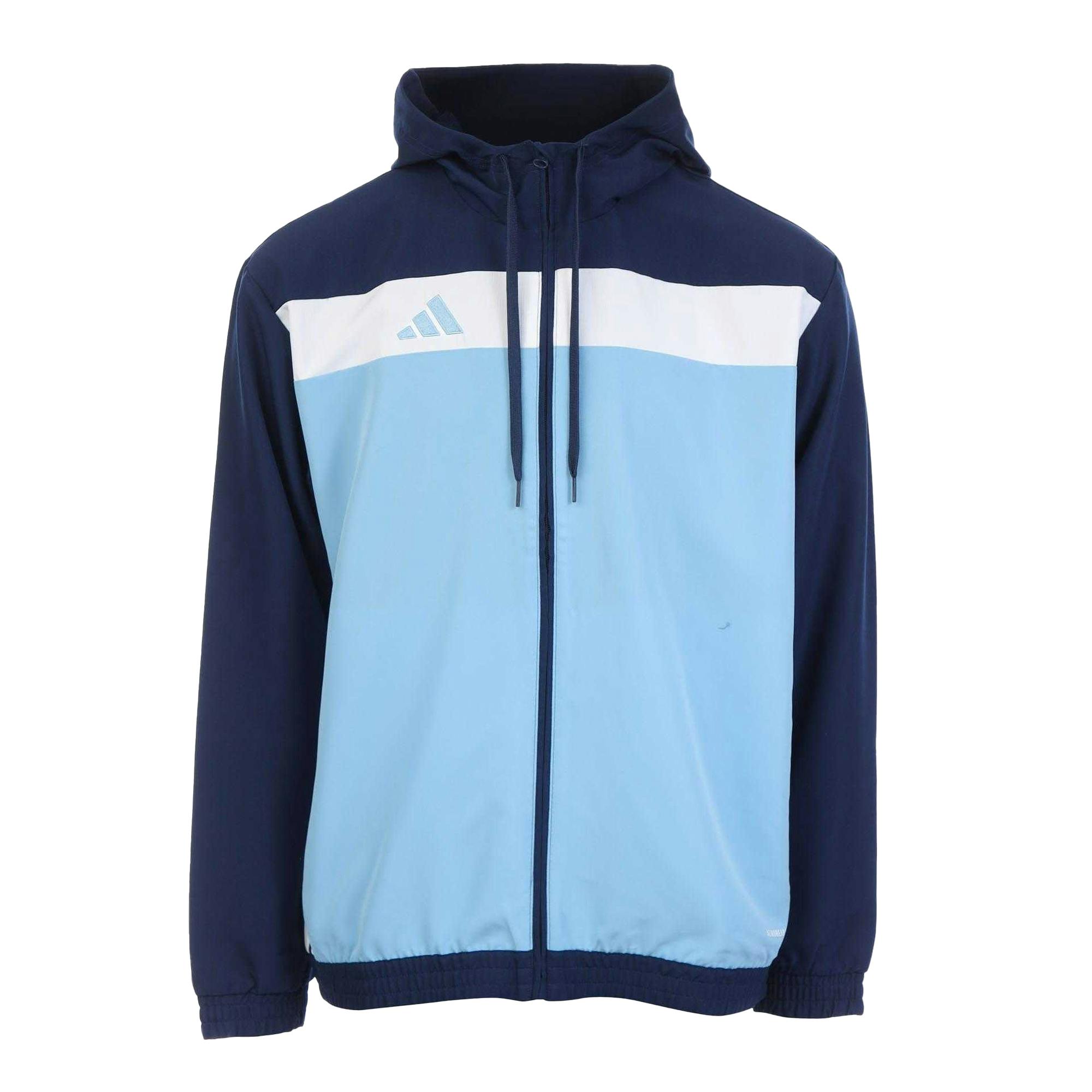 Adidas Men's Blue Tiro Essentials Woven Full Zip Hoodie - S - 100% Recycled Polyester
