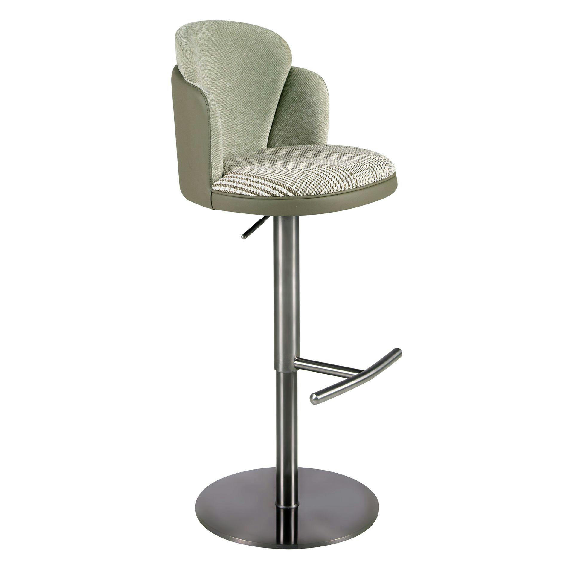 Rackhams Dark/Green/White Swivel Stool In And Fabric And Olive Leatherette 4233