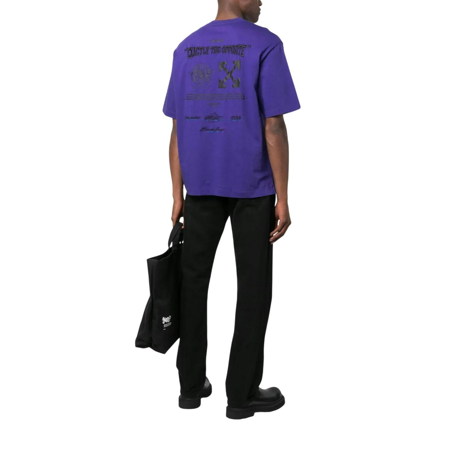 Off-White Men's White/Purple Off- Off Cotton Regular T-Shirt - Xs - 100% Cotton