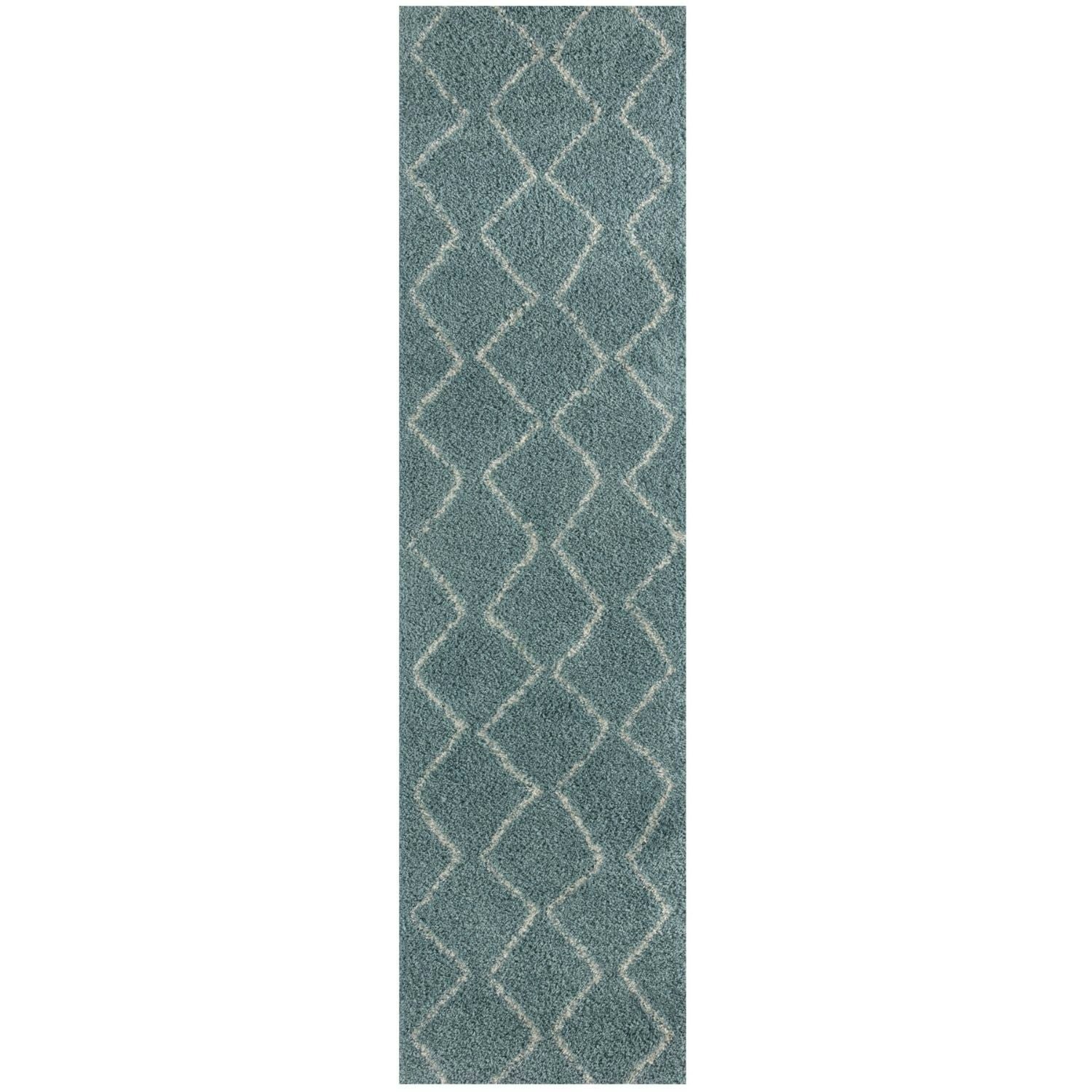 The Rugs Blue Moroccan Duck Egg Shaggy Rug | 850 - 80X300 Cm