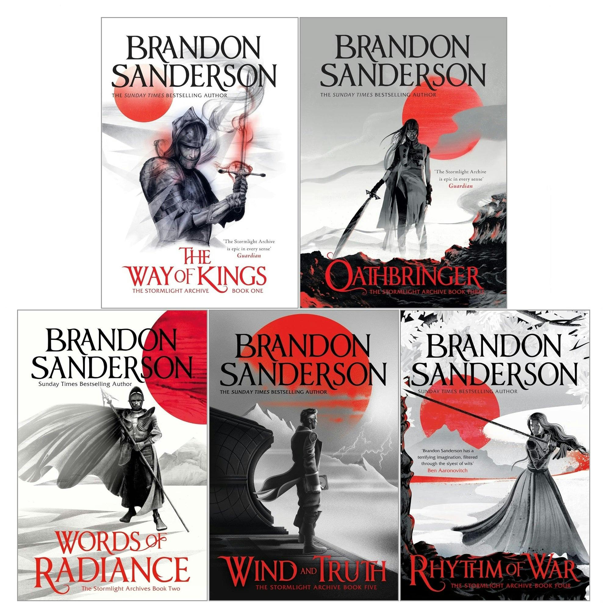 Various Publishers The Stormlight Archive Series 5 Books Collection Set By Brandon Sanderson(The Way Of Kings,Words Of Radiance,Oathbringer,Rhythm Of War,Wind And Truth)