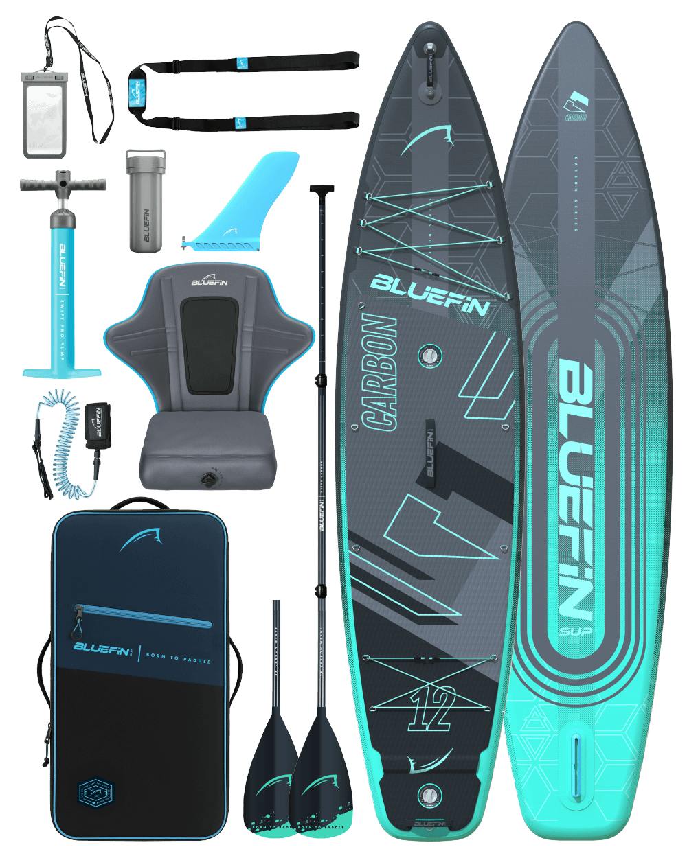 Bluefin Sup Mint Carbon 12' Premium Inflatable Sup Paddleboard
