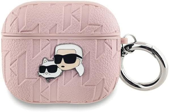 Karl Lagerfeld Pink Monogram Karl & Choupette Head Case For Airpods 3 - Kla3pgkcpp