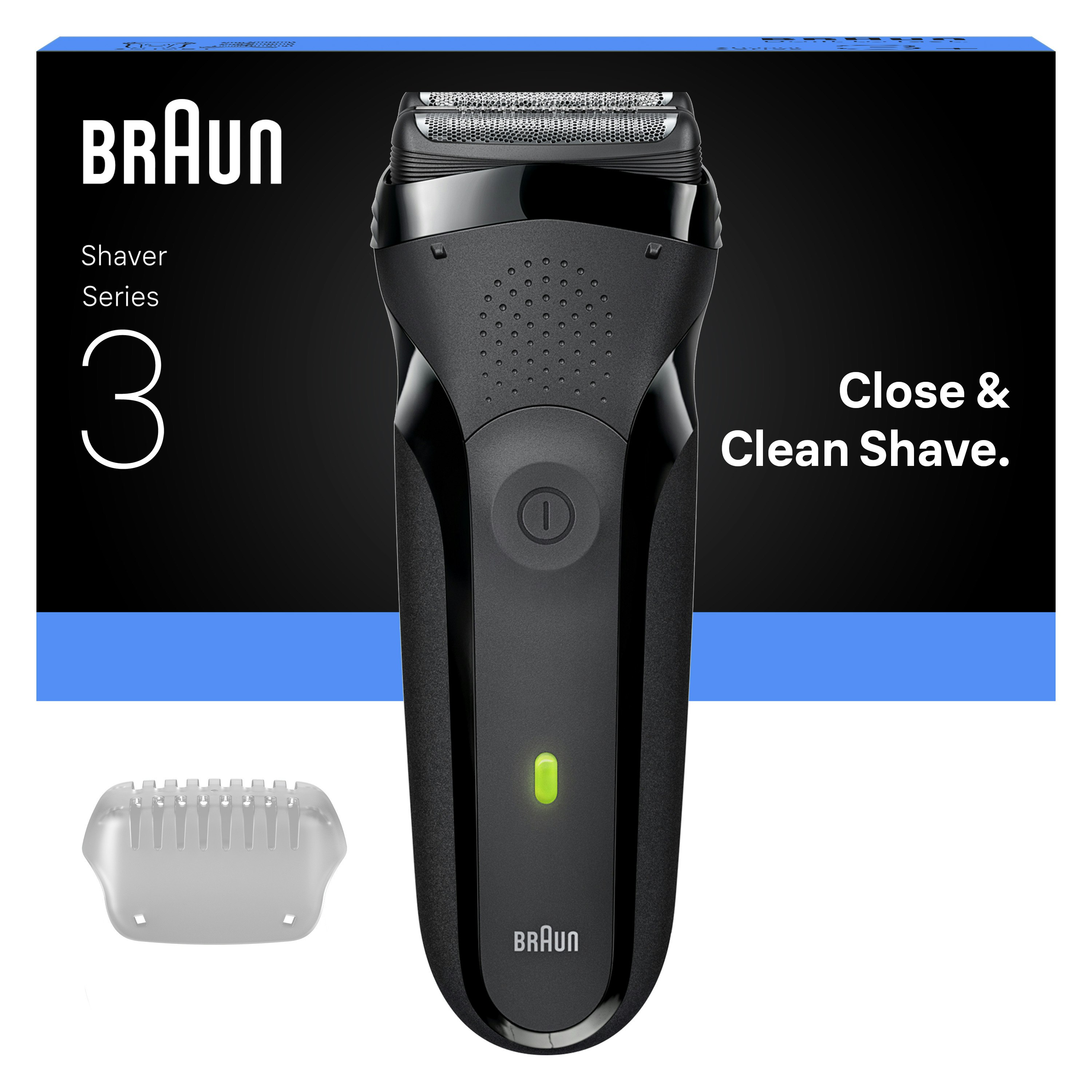 Braun Men's Black Series 3 300 Electric Shaver, Razor For