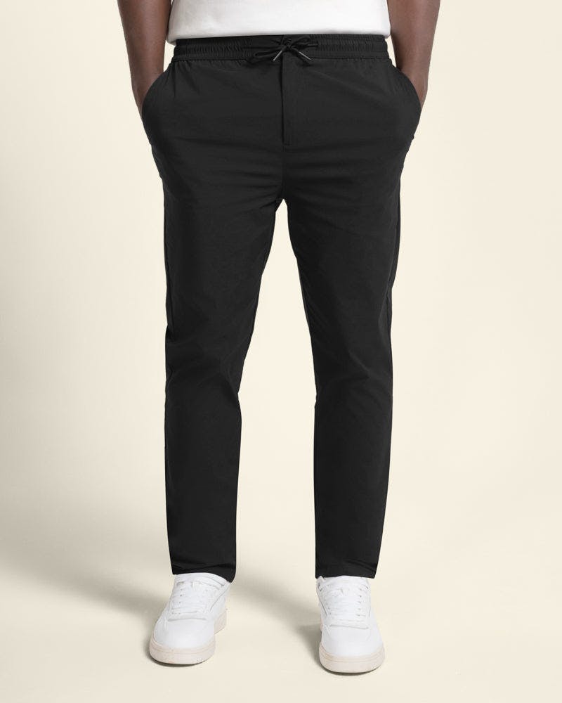 Larsson & Co Black Drawstring Stretch Nylon Trouser - 36R