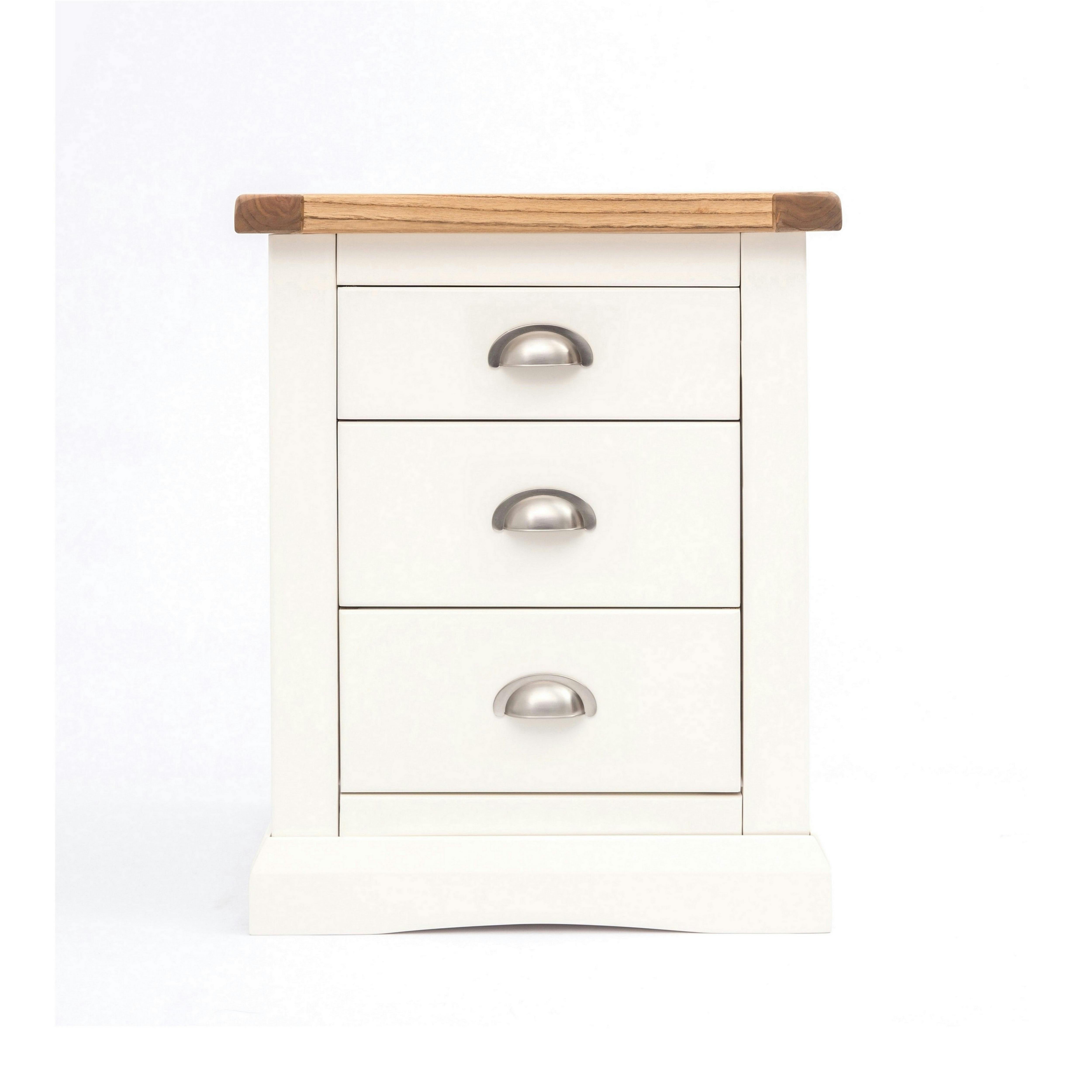 Rackhams White Cosenza 3 Drawer Bedside Table - Off