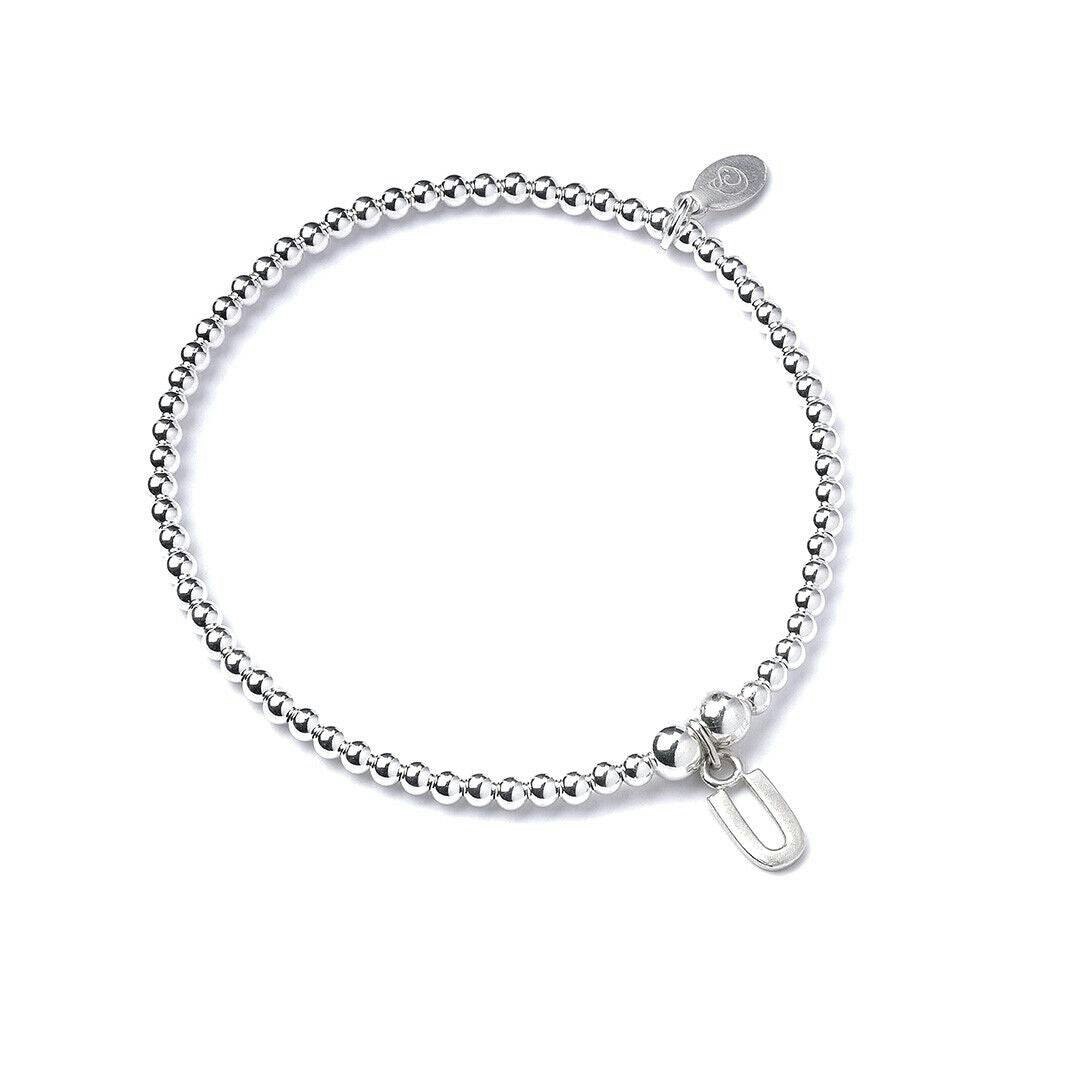 Mylee London Silver Letter Initial Sterling Ball Bead Bracelet - Yes - U