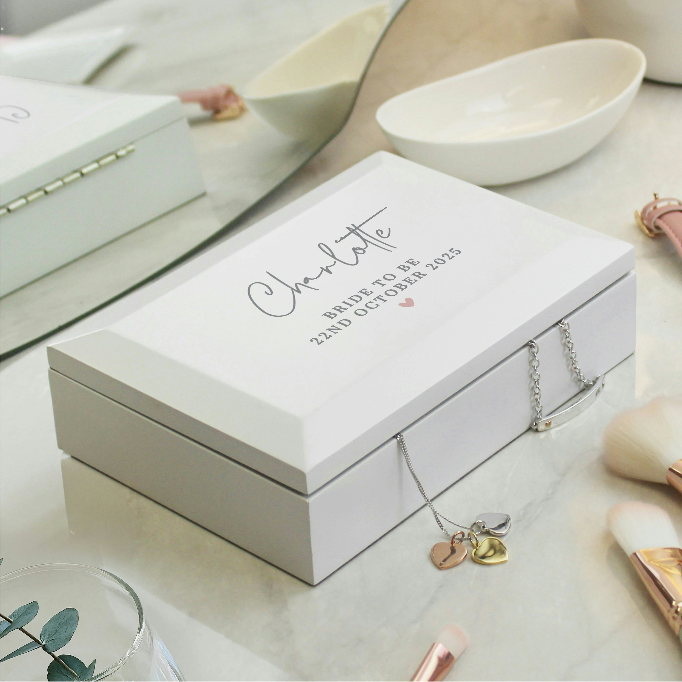 Personalised Memento Company White Personalised Wooden Jewellery Box