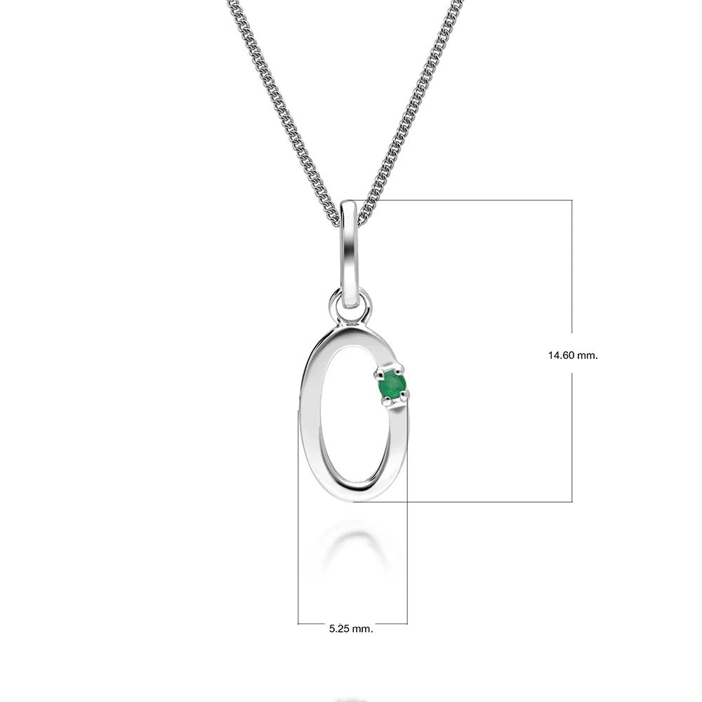 Gemondo White/Gold Initial Emerald Letter Charm Necklace In 9Ct - O