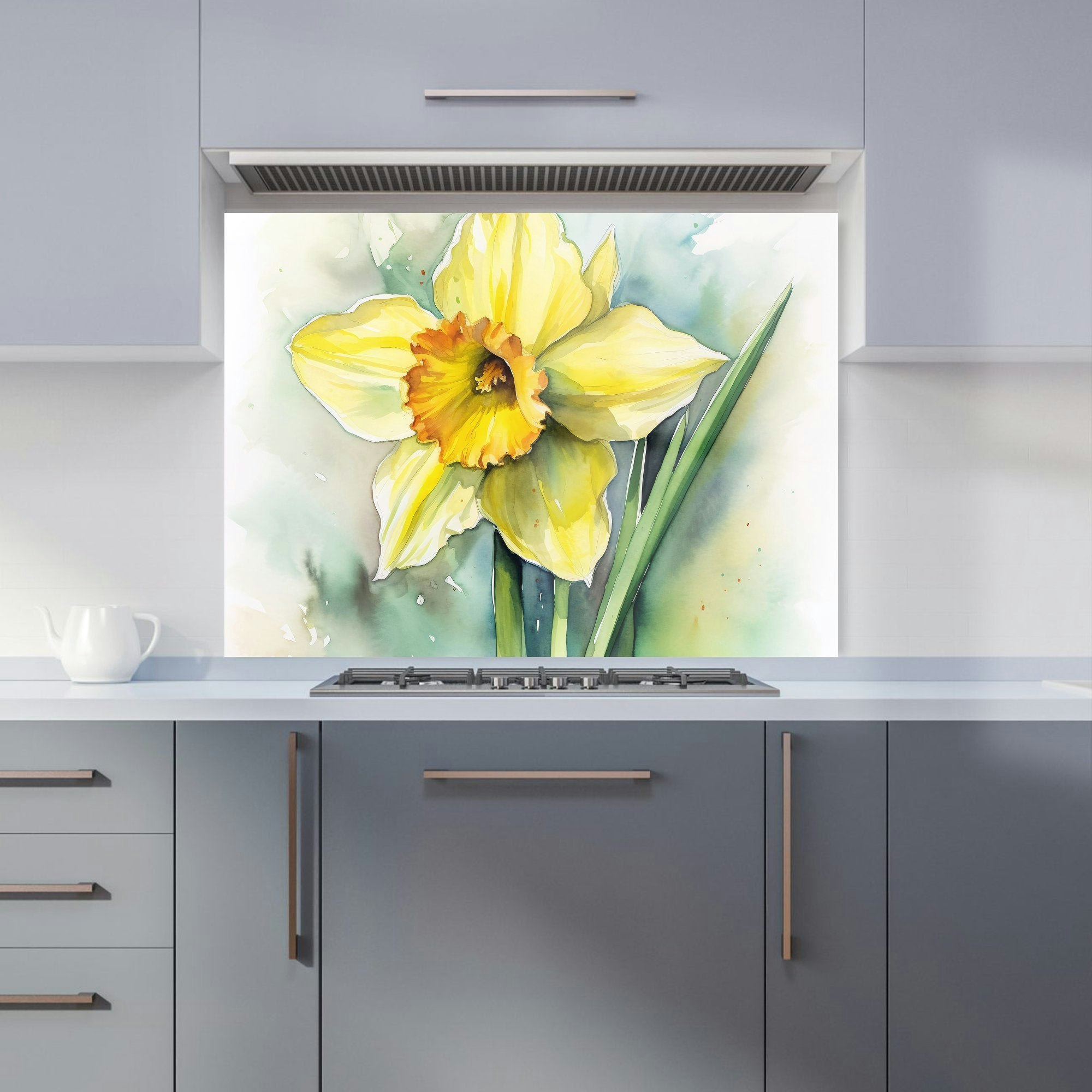 Warren Reed - Designer Watercolour Daffodil Kitchen Splashback - W900mm X H650mm