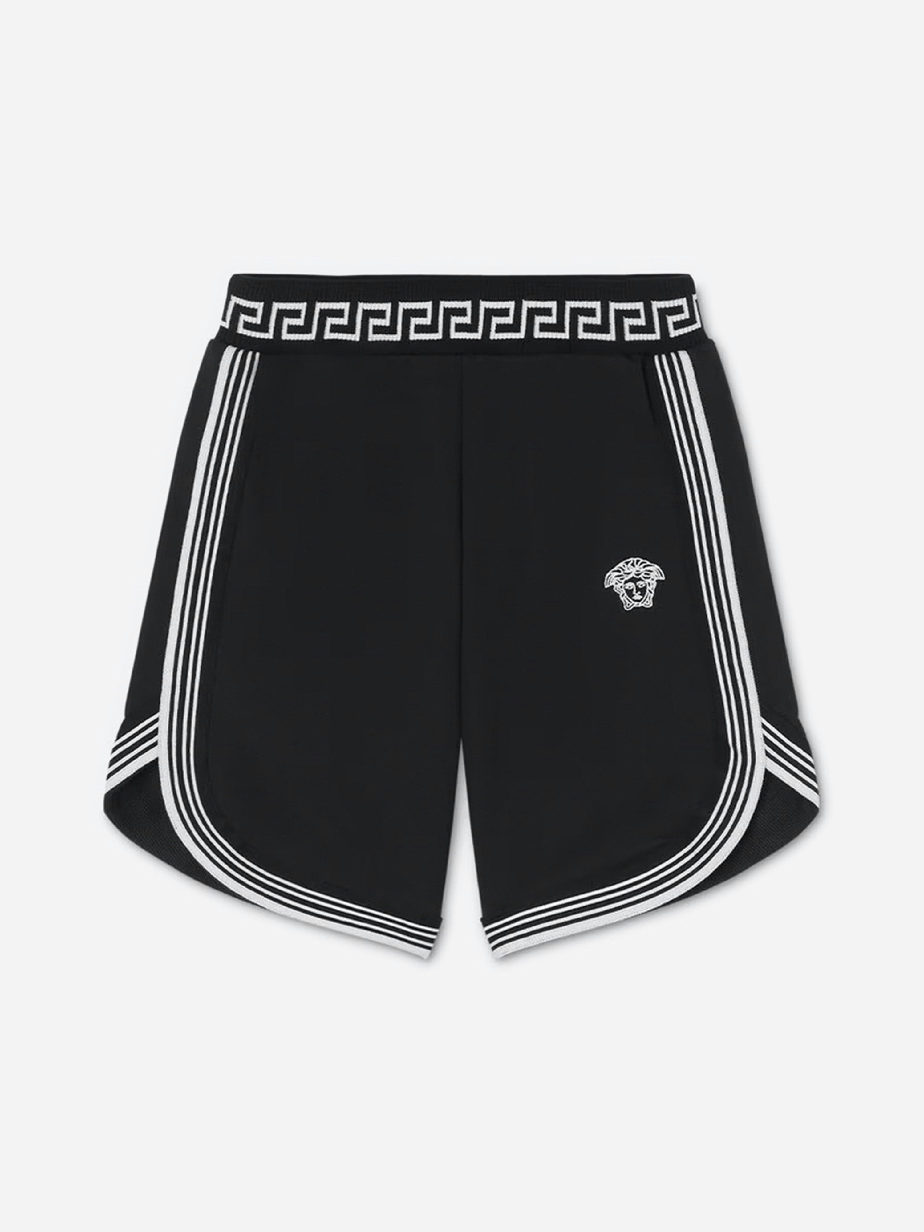 Versace Boys Black Medusa Logo Shorts In - 8 Yrs