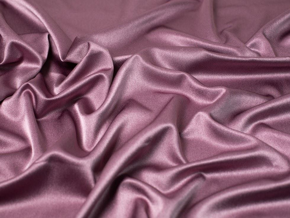 Minerva Pink Core Range Prada Stretch Woven Satin Crepe Fabric - Plain Design Dressmaking Fabric, 150 Cm / 60" Wide - Per Metre - Dusky