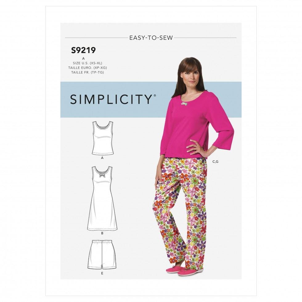 Simplicity Women's Sewing Pattern 9219, Pyjamas For A (Xs-S-M-L-Xl) - Intermediate - A (Xs-S-M-L-Xl)