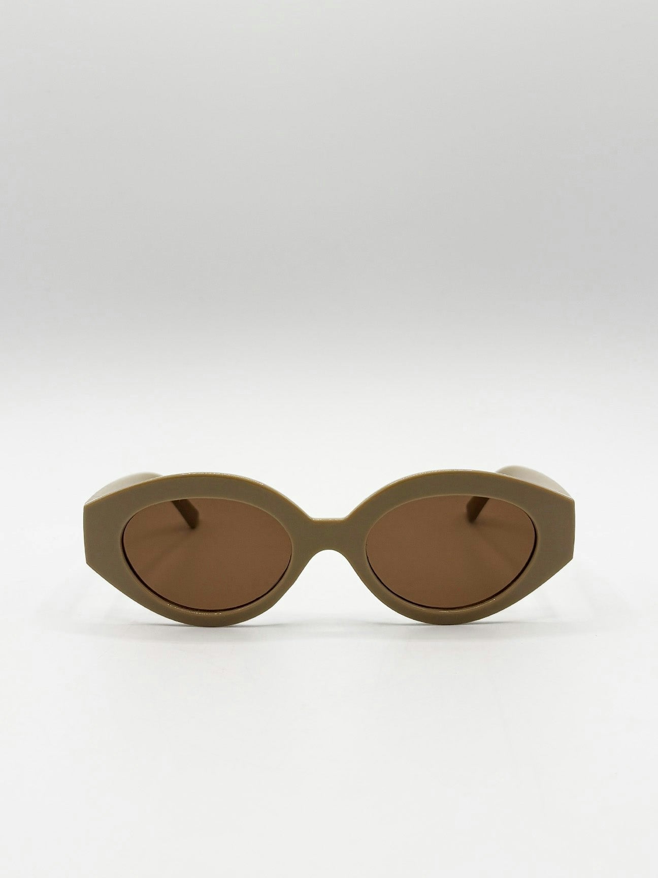 Svnx Beige/Cream Retro Small Oval Sunglasses - One Size