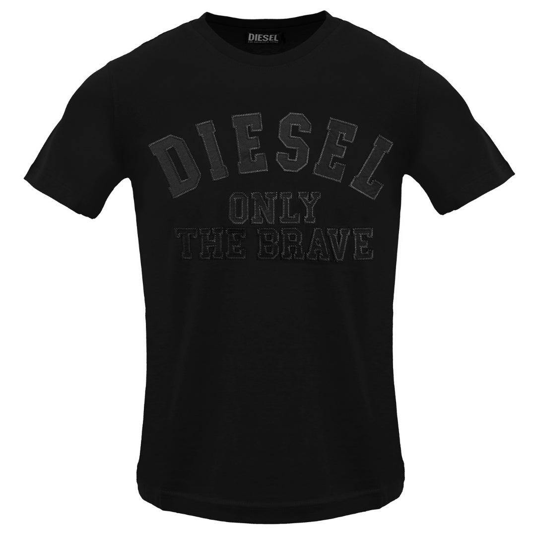 Diesel Men's Black Monotone Logo Embossed T-Shirt - Caviar - Xl - Caviar
