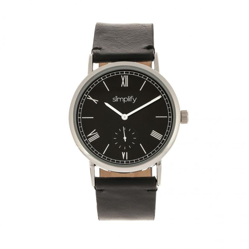 Simplify Black The 5100 Leather-Band Watch