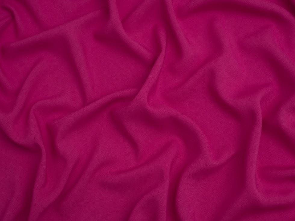 Minerva Core Range Fuchsia Minerva Viscose Challis Fabric - Plain Design Dressmaking Fabric, 140 Cm / 56" Wide - Per Metre