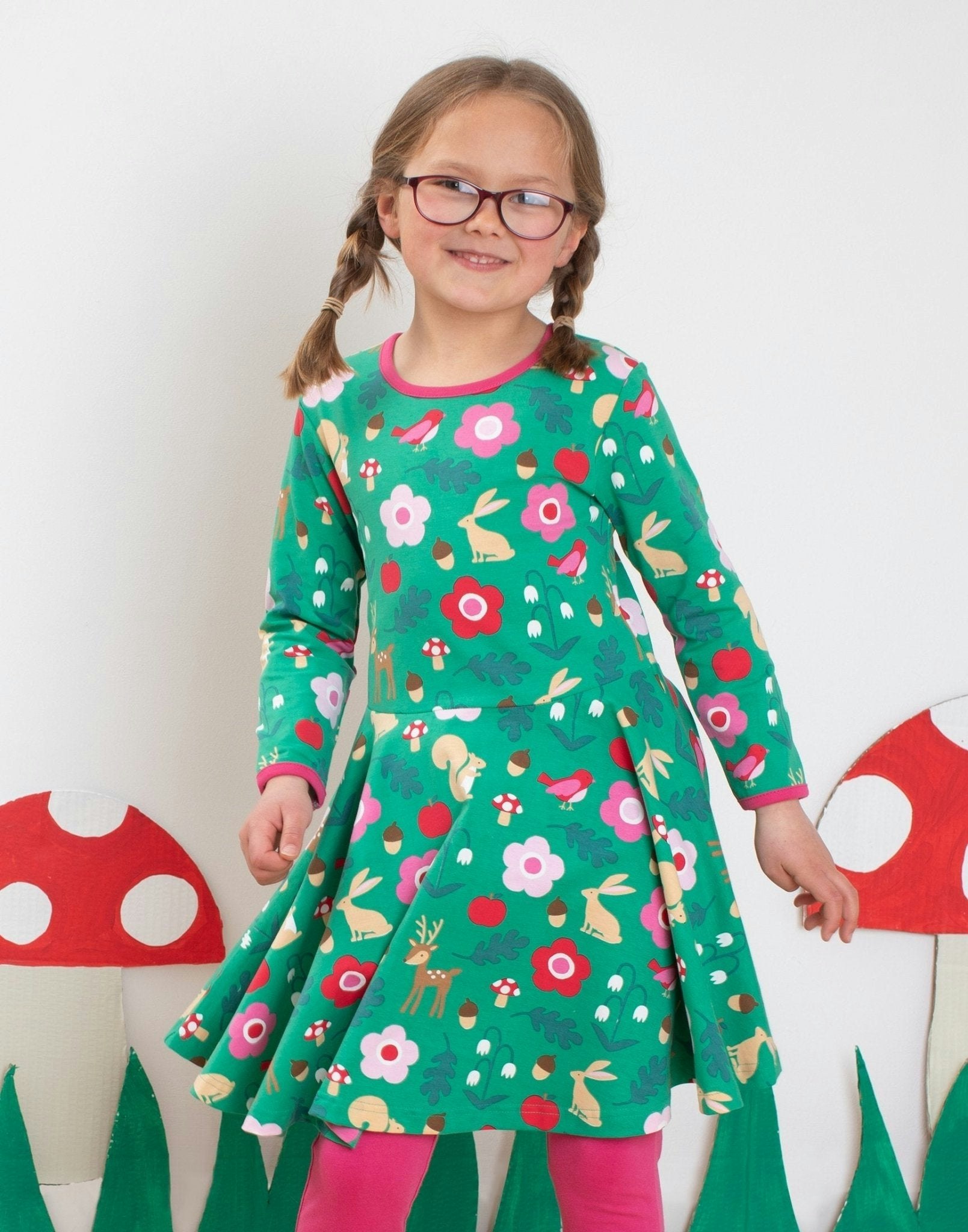 Toby Tiger Organic Forest Adventure Print Skater Dress - 6-12M 80Cm
