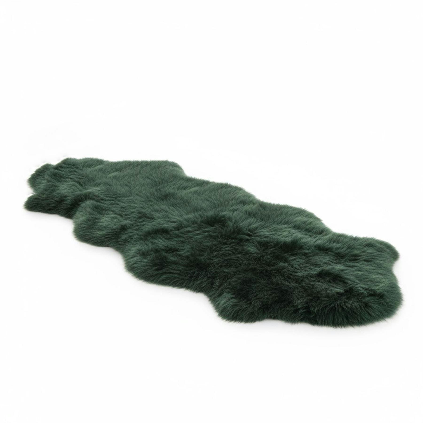 Infinity Leather Green Genuine Sheepskin Double Natural Fluffy Silky Soft Real Wool Rug - 180 X 60 Cm