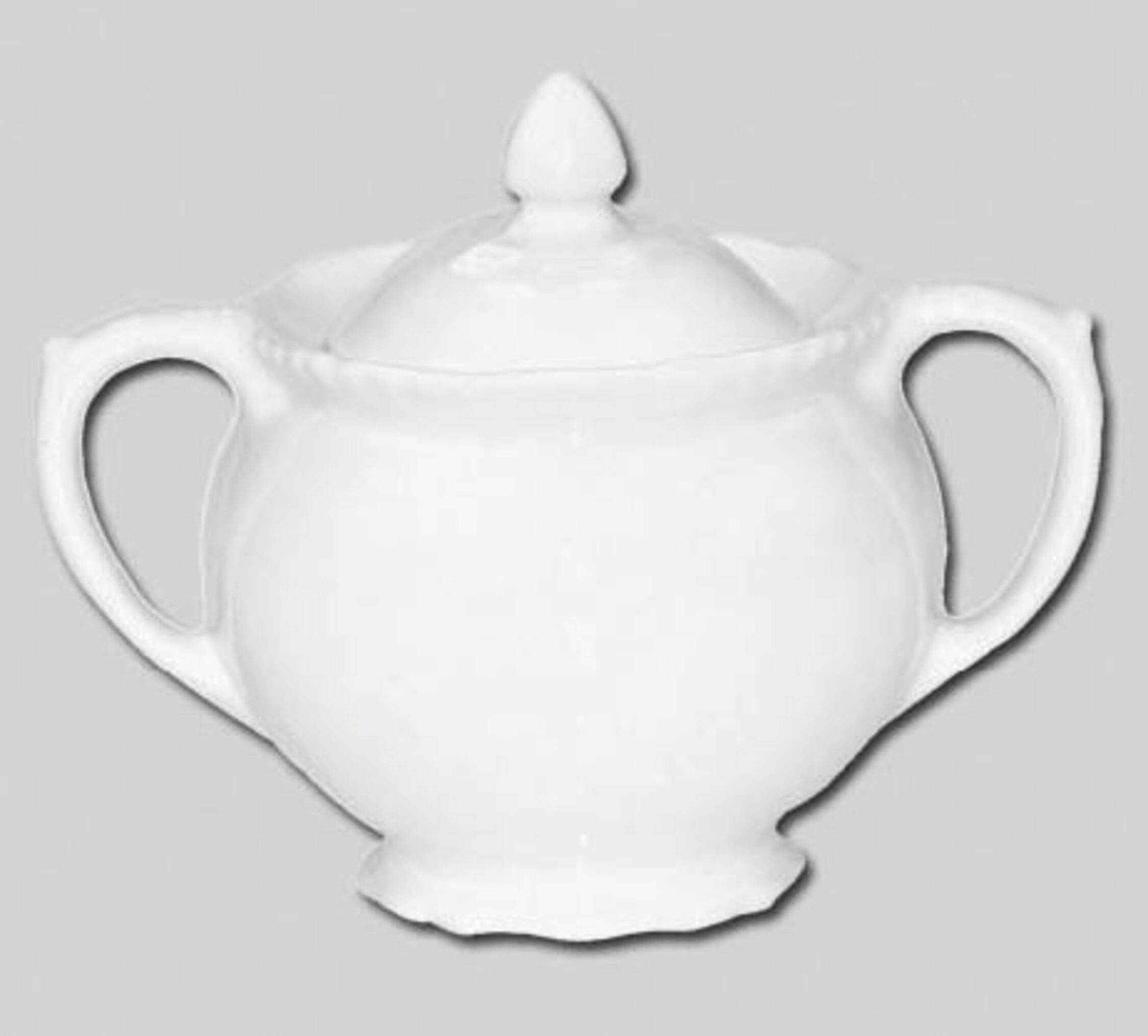 Essentials By Premier White Quinn Embossed Sugar Bowl
