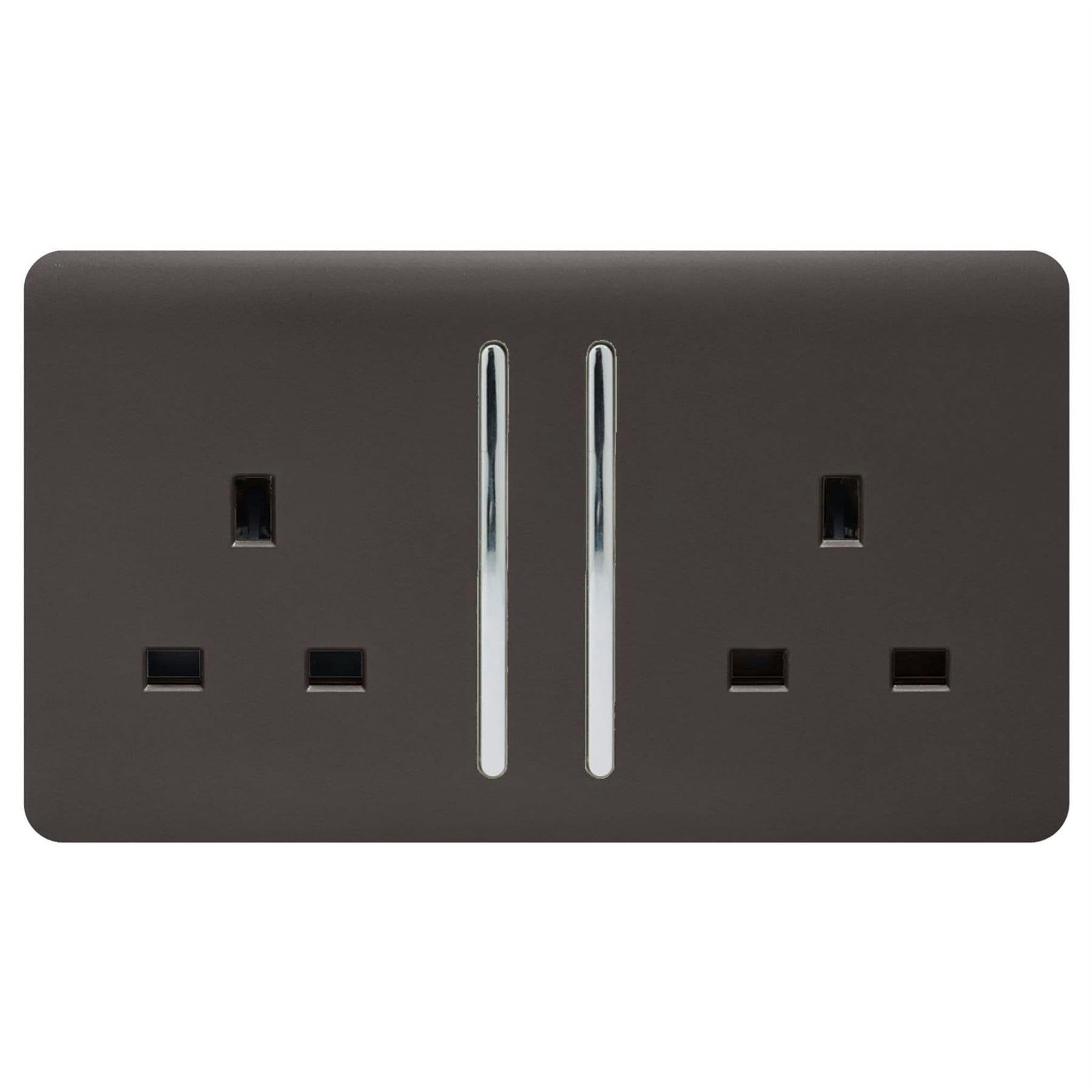 Trendi Switch Trendi 2 Gang Artistic Modern Glossy 13 Amp Switched Tactile Plug Socket Dark Brown - Image 6