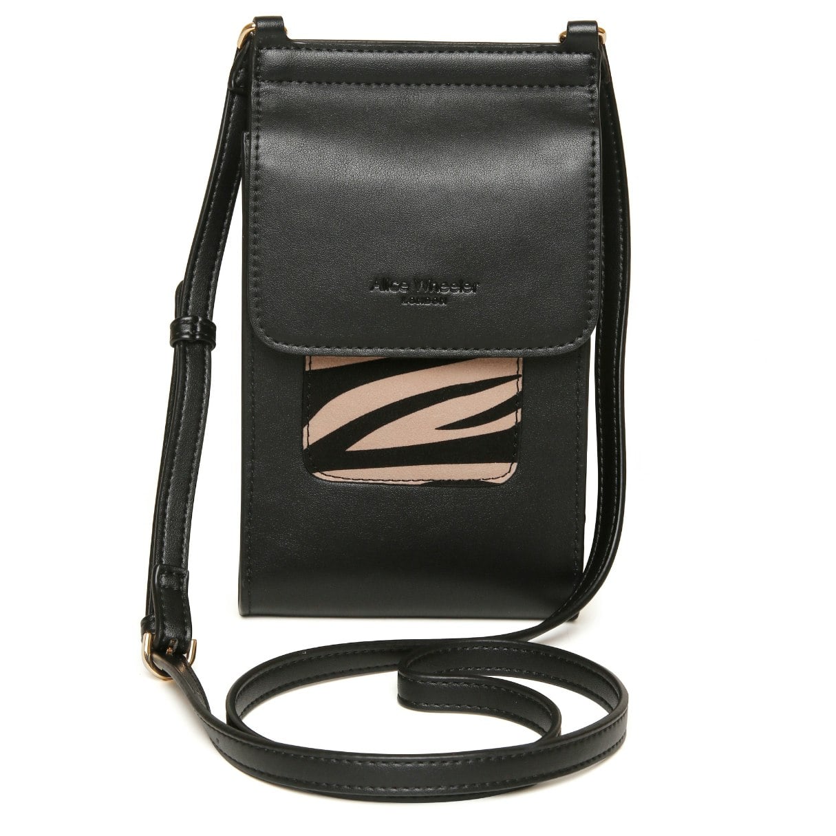 Alice Wheeler Light/Gold Mini Bloomsbury Bee Crossbody Phone Bag - Zebra