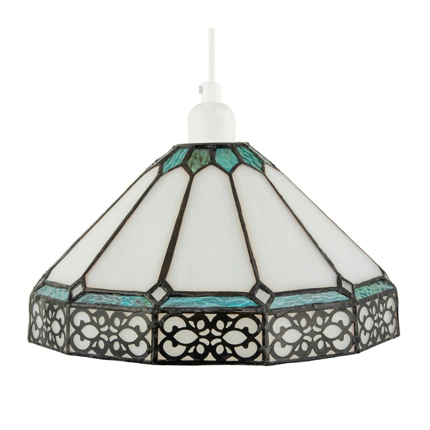 Happy Homewares Light Chic 1920S Shabby Chic Pendant Shade With Metal Scrollwork Decor