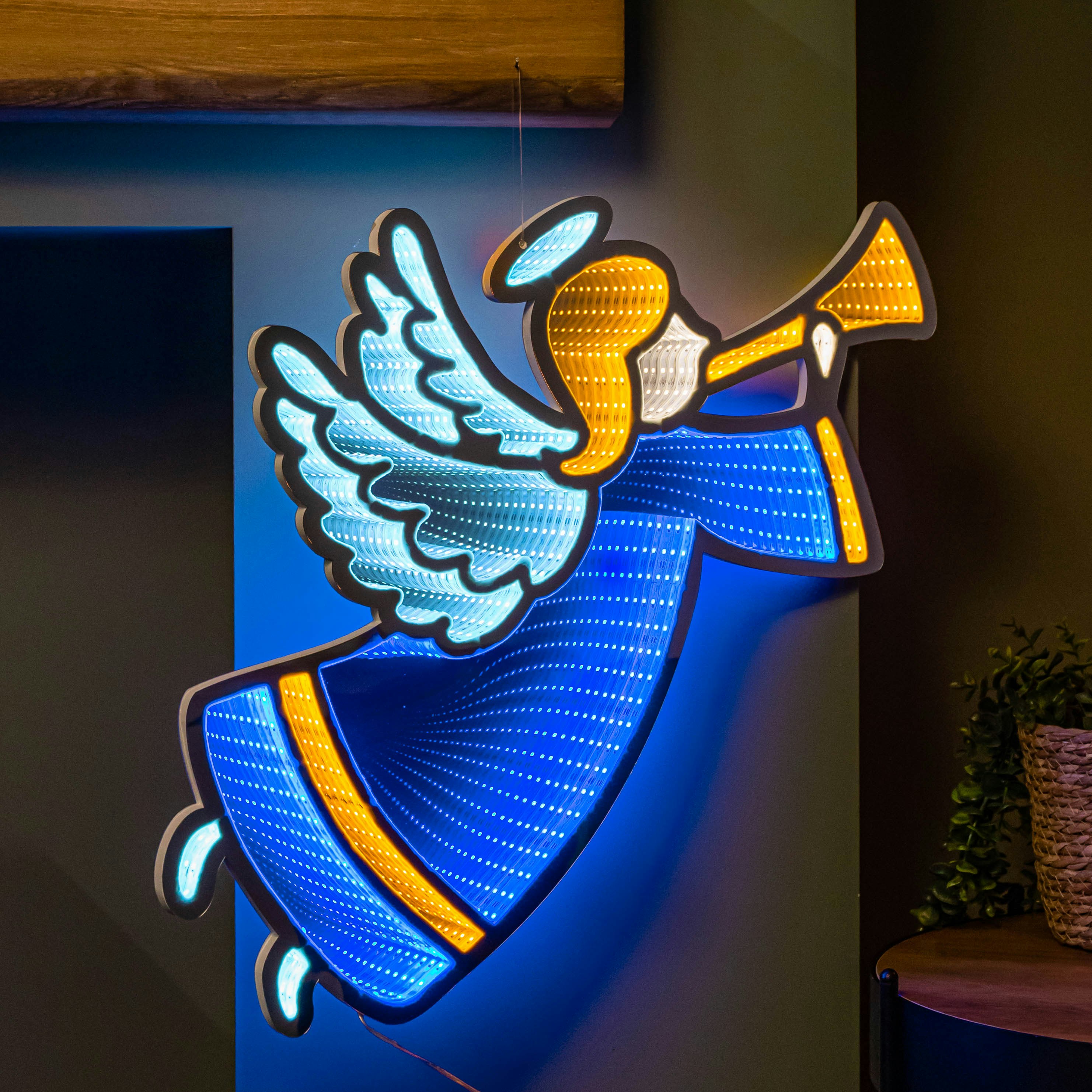 B&Q -  65Cm Infinity Hanging Christmas Angel With Blue And Gold Leds - Image 5