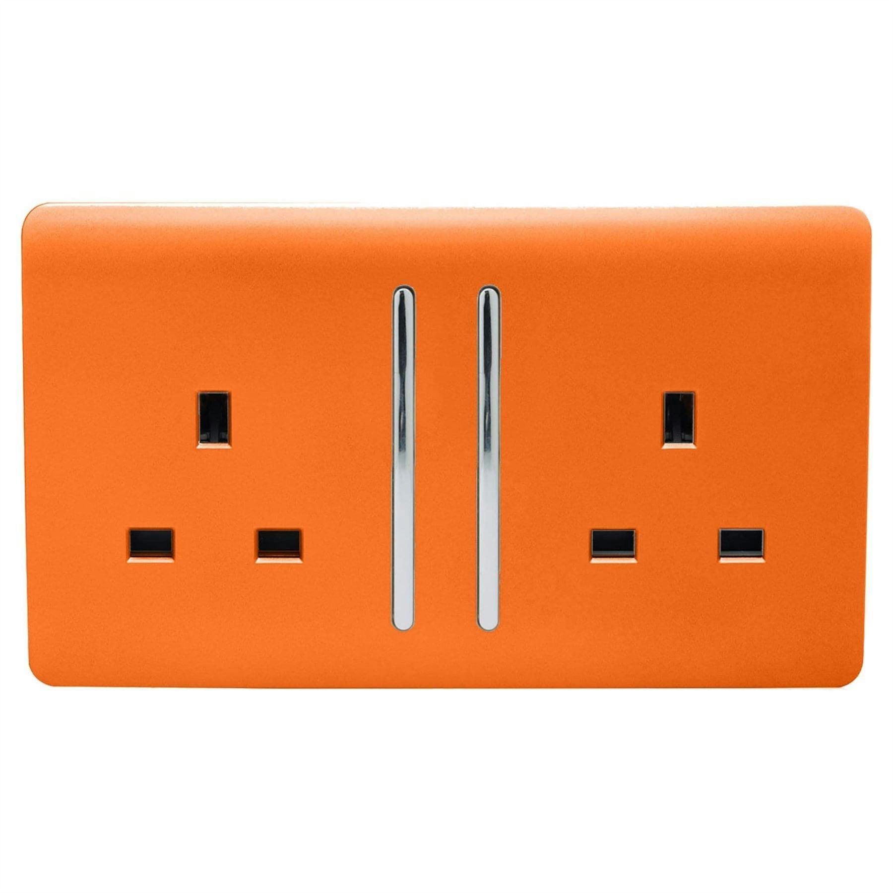 Trendi Switch Orange 2 Gang Long Switched Plug Socket In Sunset - Image 4