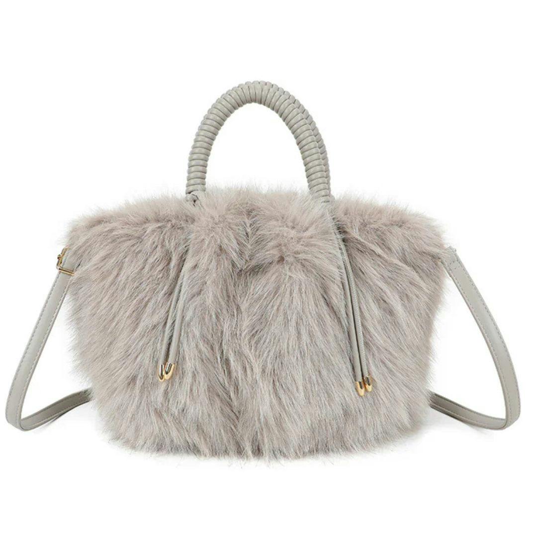 Love Emvy Silver/Light/Grey Teddy Grab Shoulder Bag With Sparkle