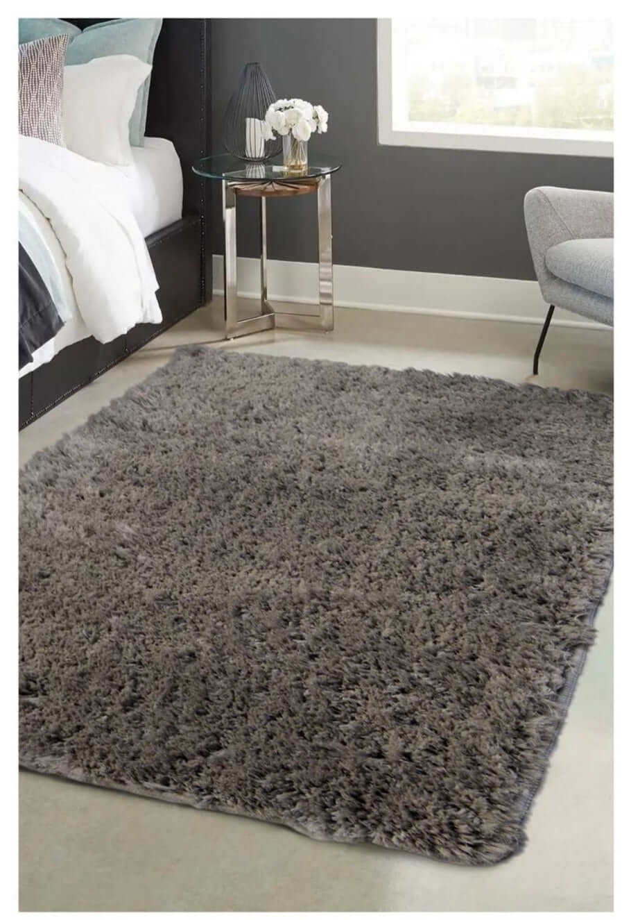 Rackhams Grey Soft Washable Shaggy Rug | Sa-04 - 140X200 Cm