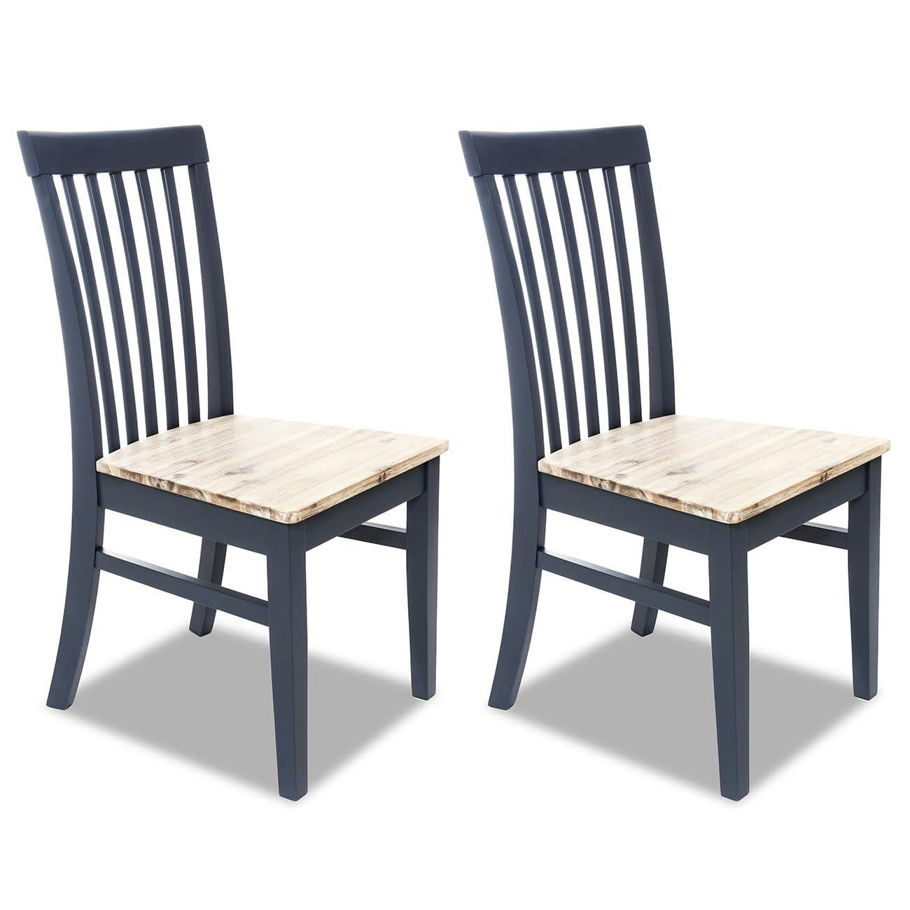 Statement Furniture Blue Florence Highback Wooden Seat Dining Chairs Set Of 2 - Navy