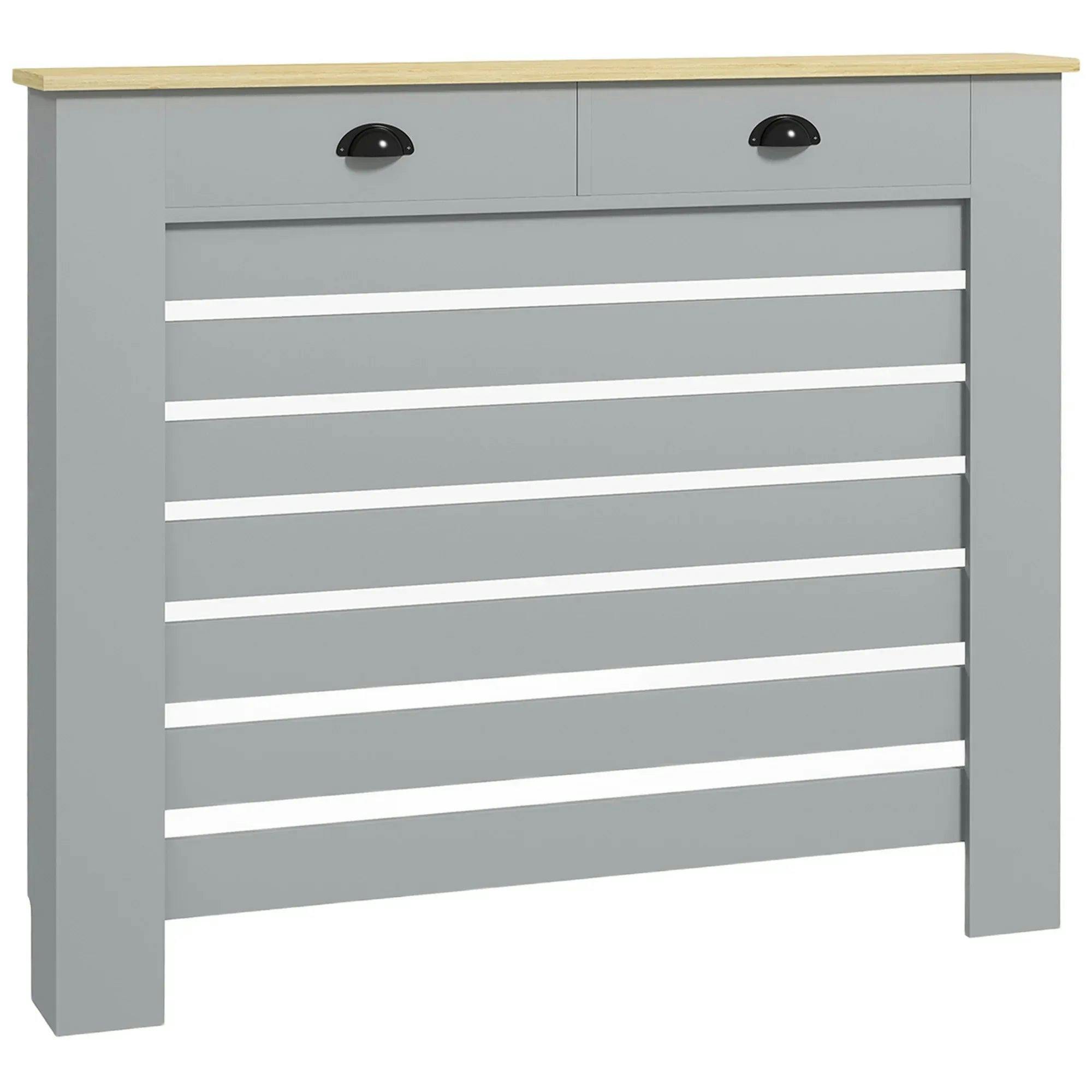 Rackhams Grey 95.5H X 111Wcm Radiator Cover, With Drawer - Image 6