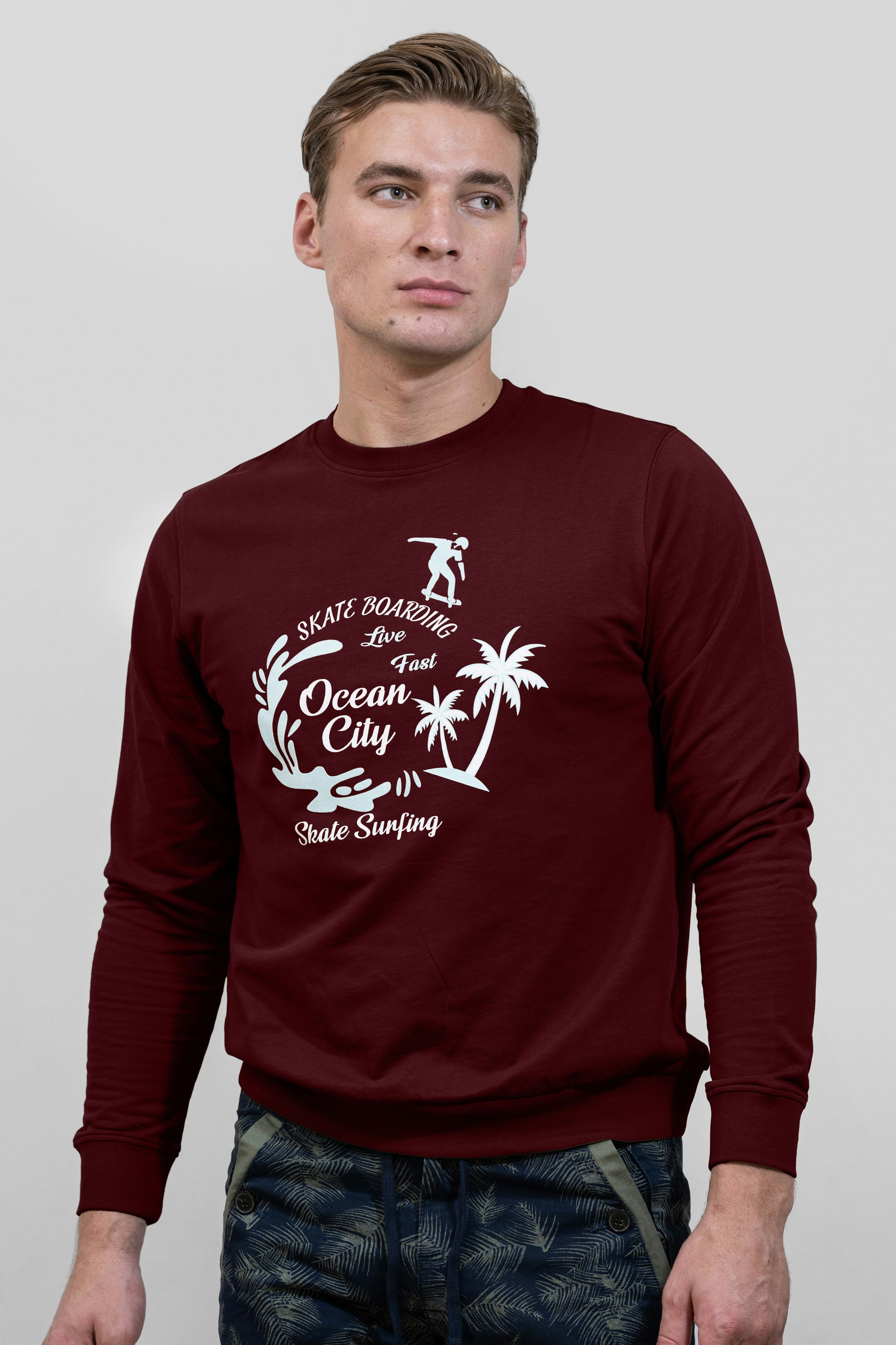 Enorsia Red Paradise Surf Sweatshirt - Xl - 100% Cotton Terry