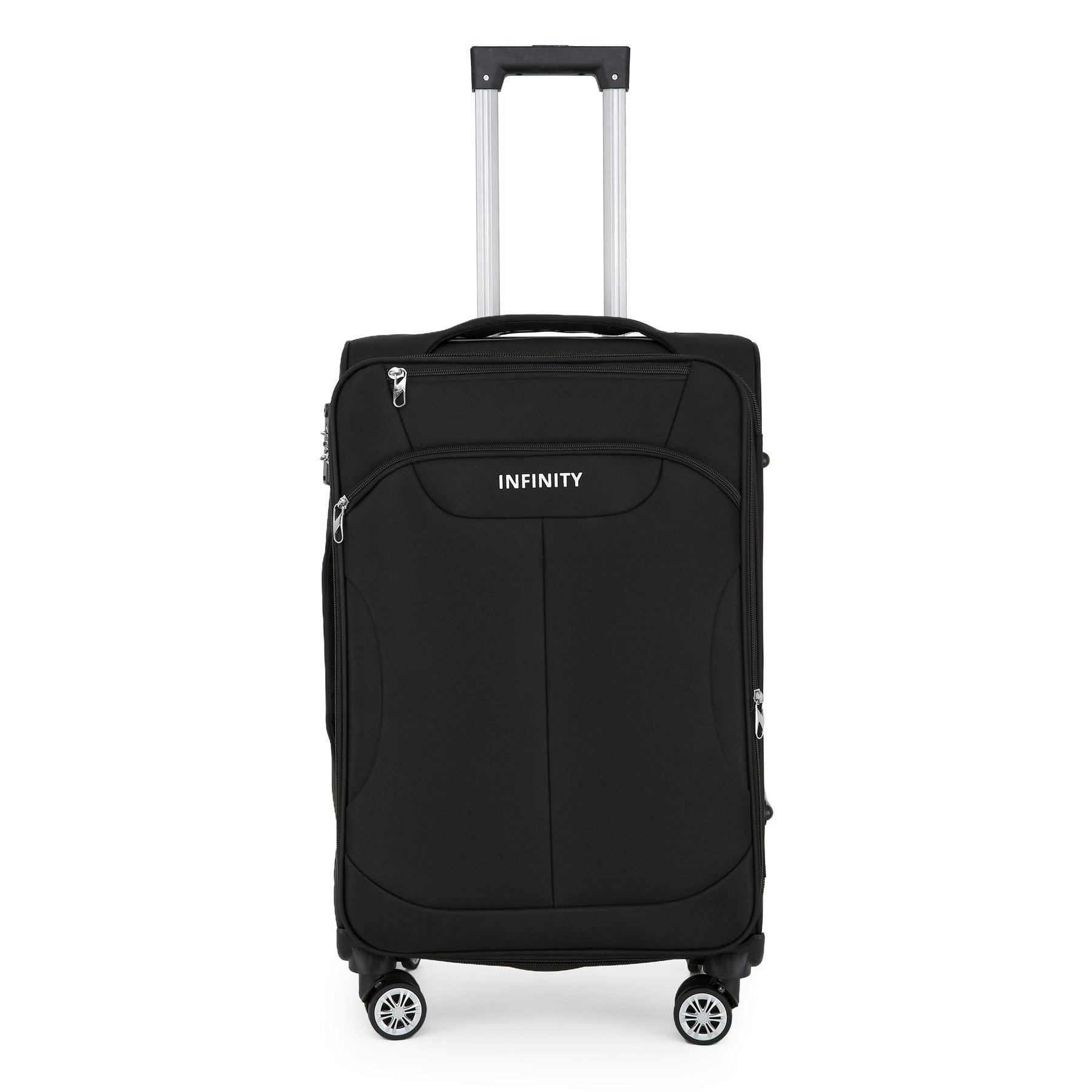 Infinity Luggage Black 8 Wheel Lightweight Suitcase Luggage Tsa Travel Bags Set - Medium