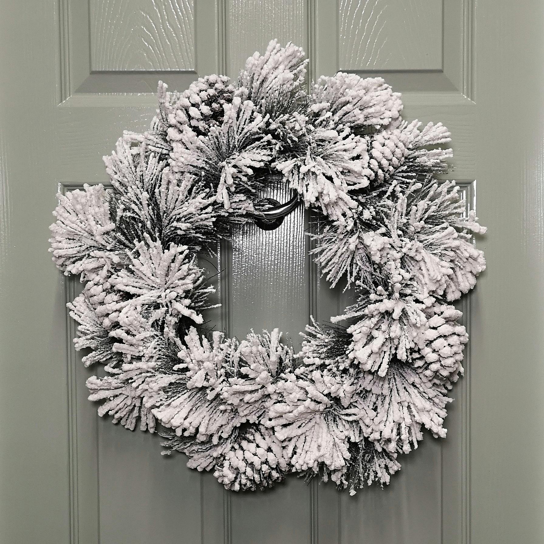 Photos - Fairy Lights Rackhams 50cm Premier Christmas Snow Flocked Door Wreath