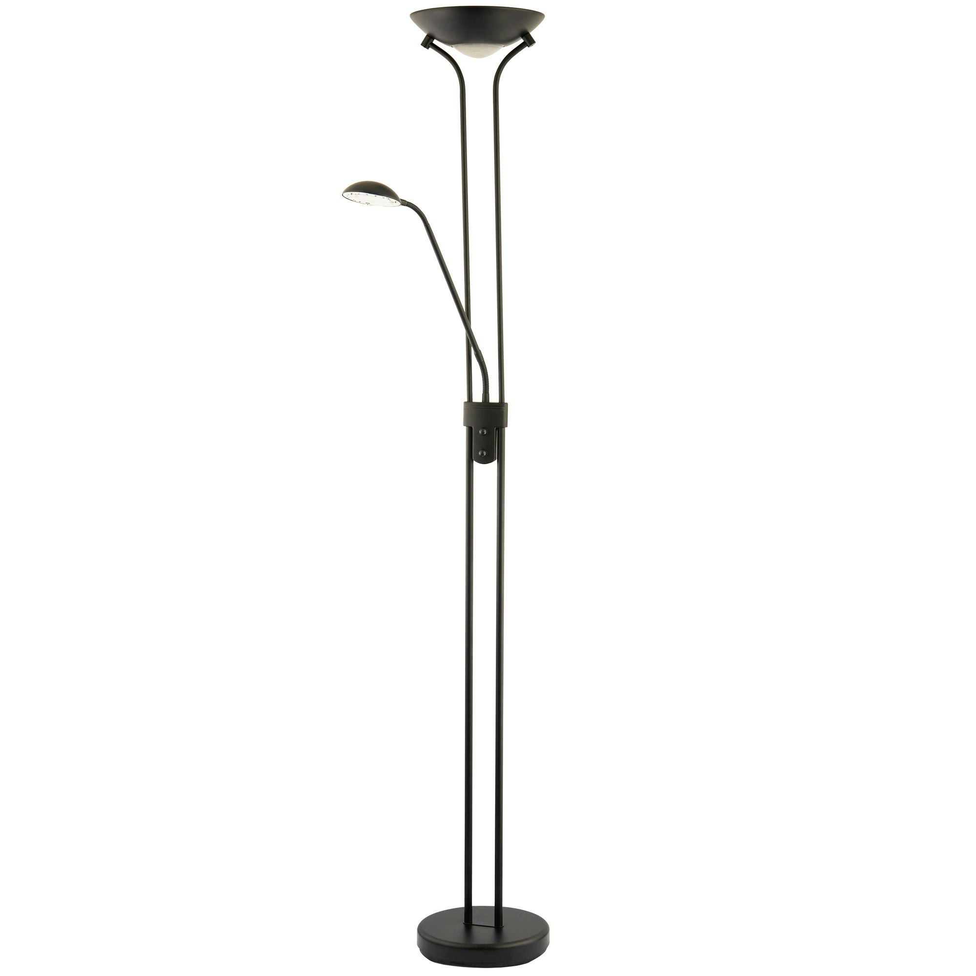 Rackhams Black Led Mother And Child Floor Lamp In Matte With Rotary Dimmer Switches
