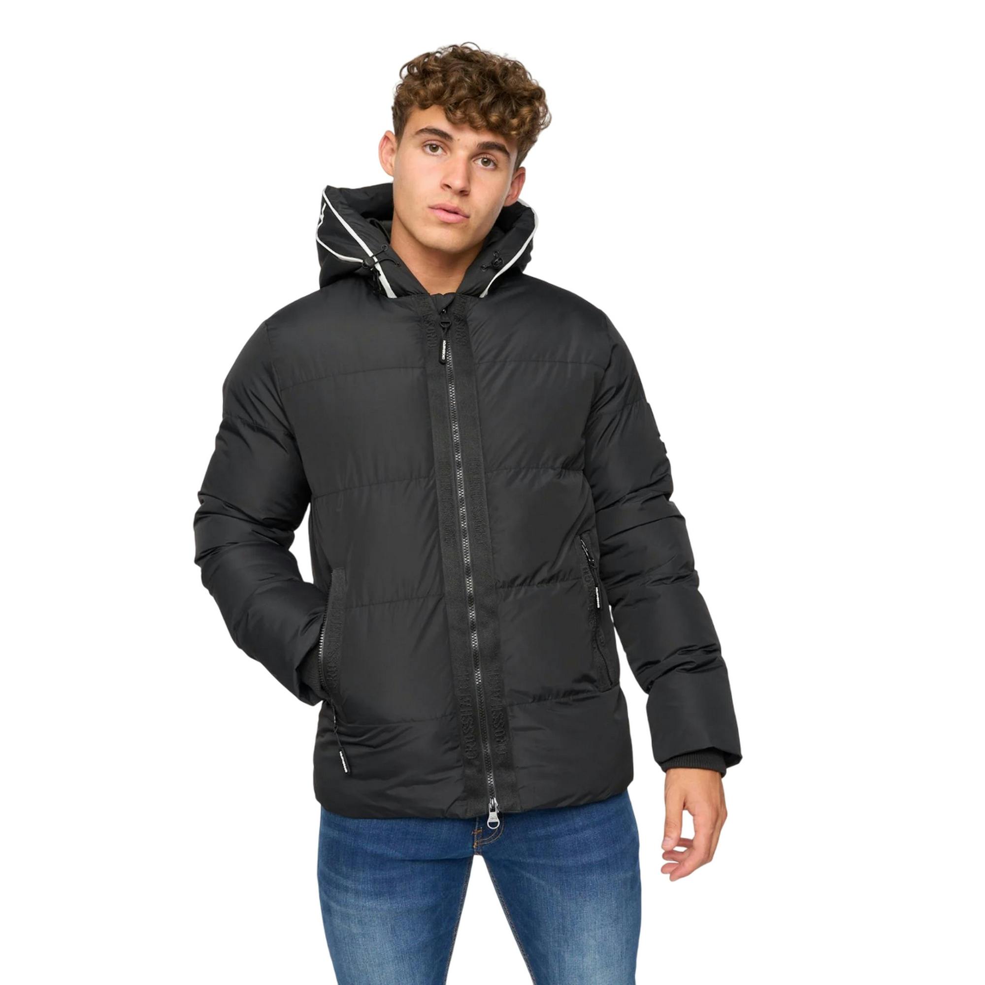 Crosshatch Men's Black Sandbox Hooded Jacket - L - 100% Polyester