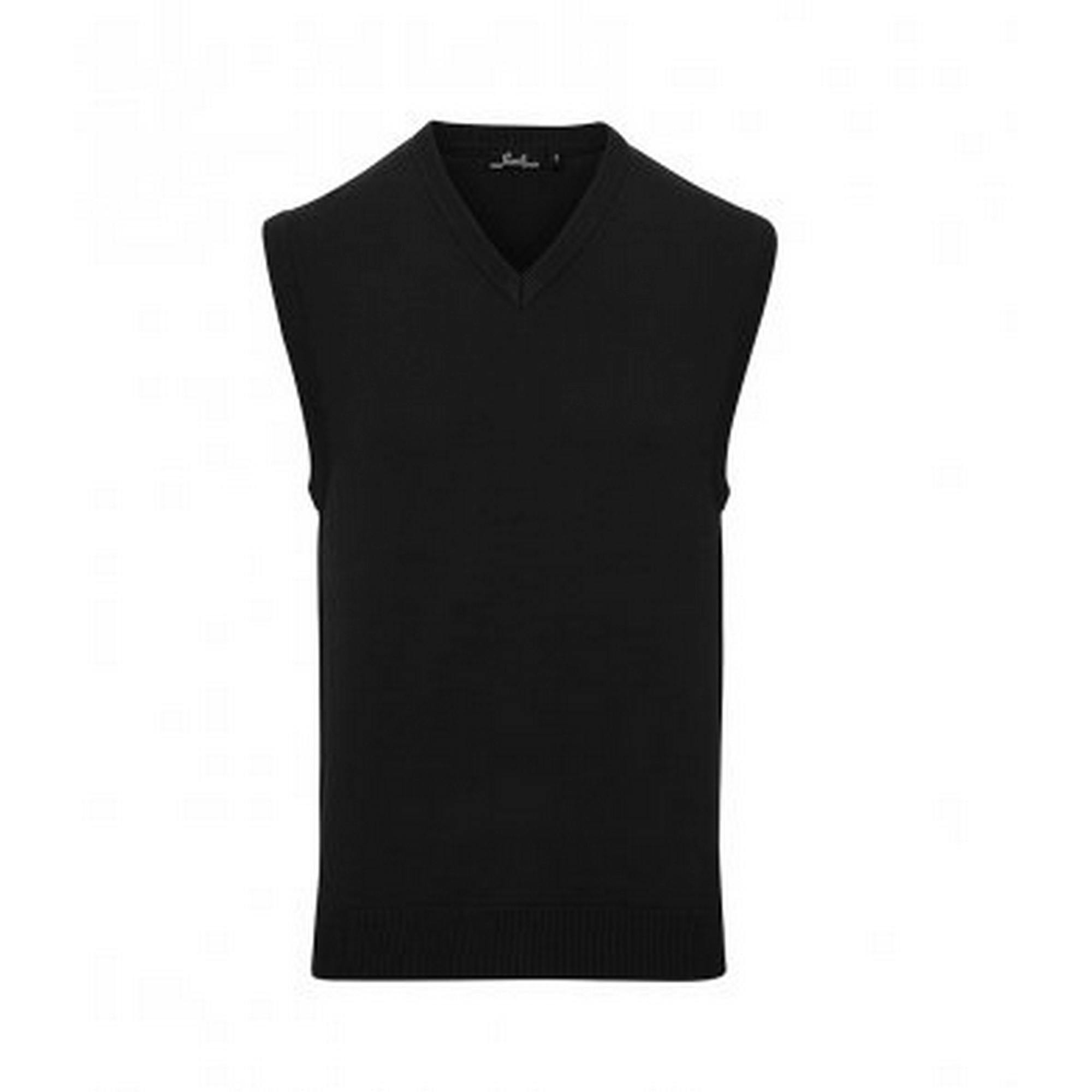 Premier Men's Black Sleeveless Cotton Acrylic V Neck Sweater In | Size: Xl - Image 3