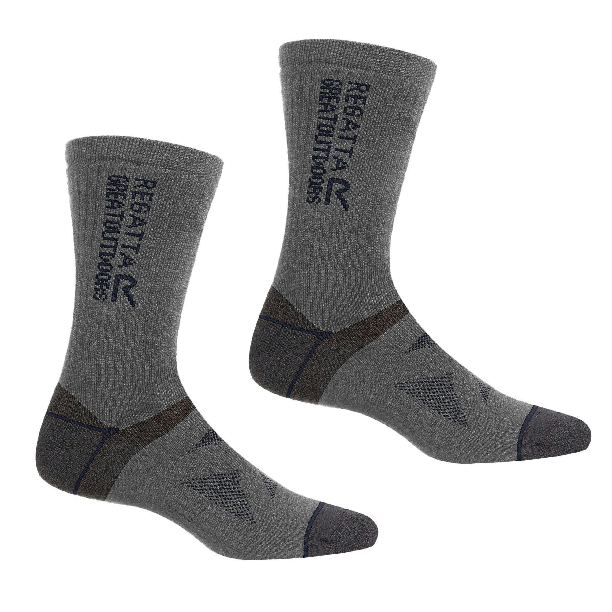 Regatta Merino Wool Hiking Socks for Adults Grey 6-8 UK Pack of 2 - Image 4