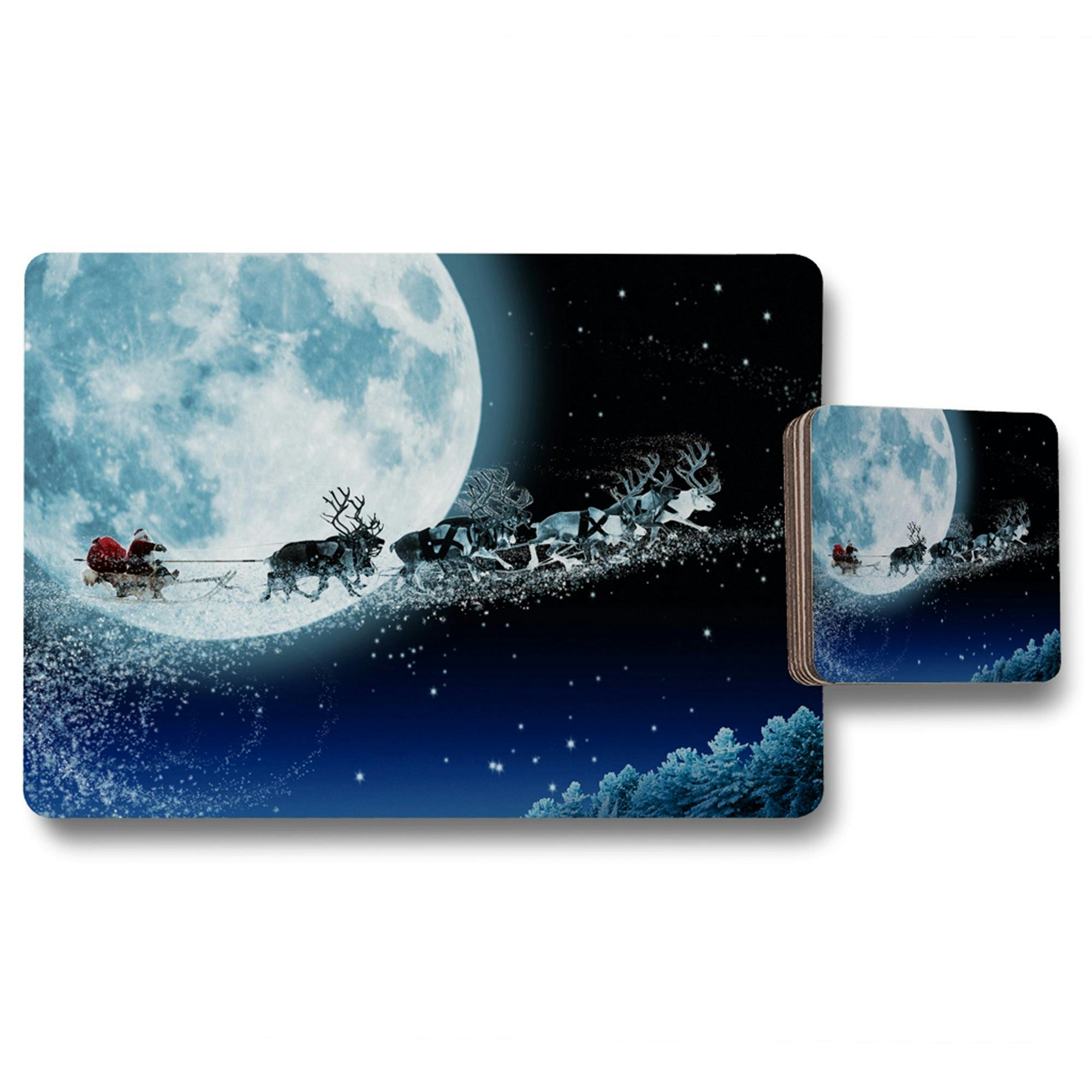 Benjamin Tate Design Moonlit Collection Placemat Coaster Set Wood Base Limited