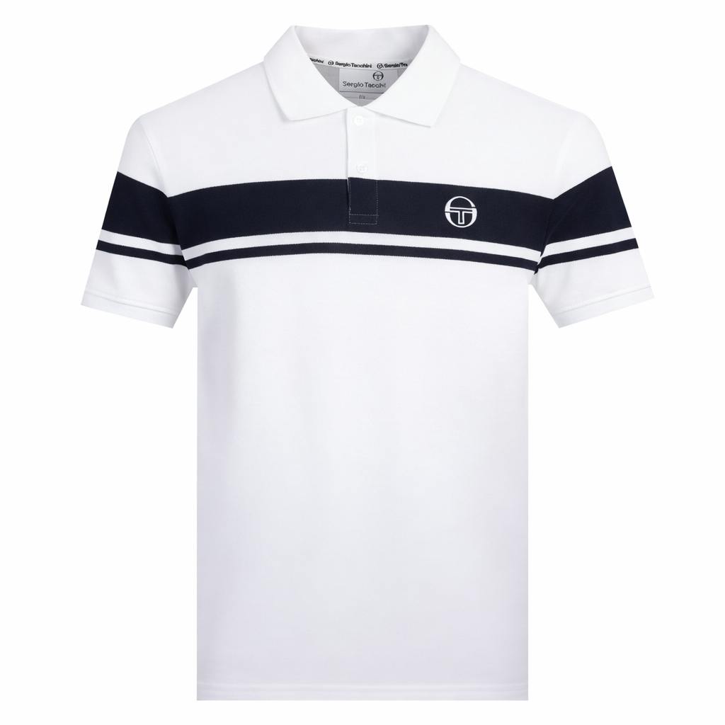 Sergio Tacchini White/Blue Young Line Polo Shirt /Maritime - 3XL