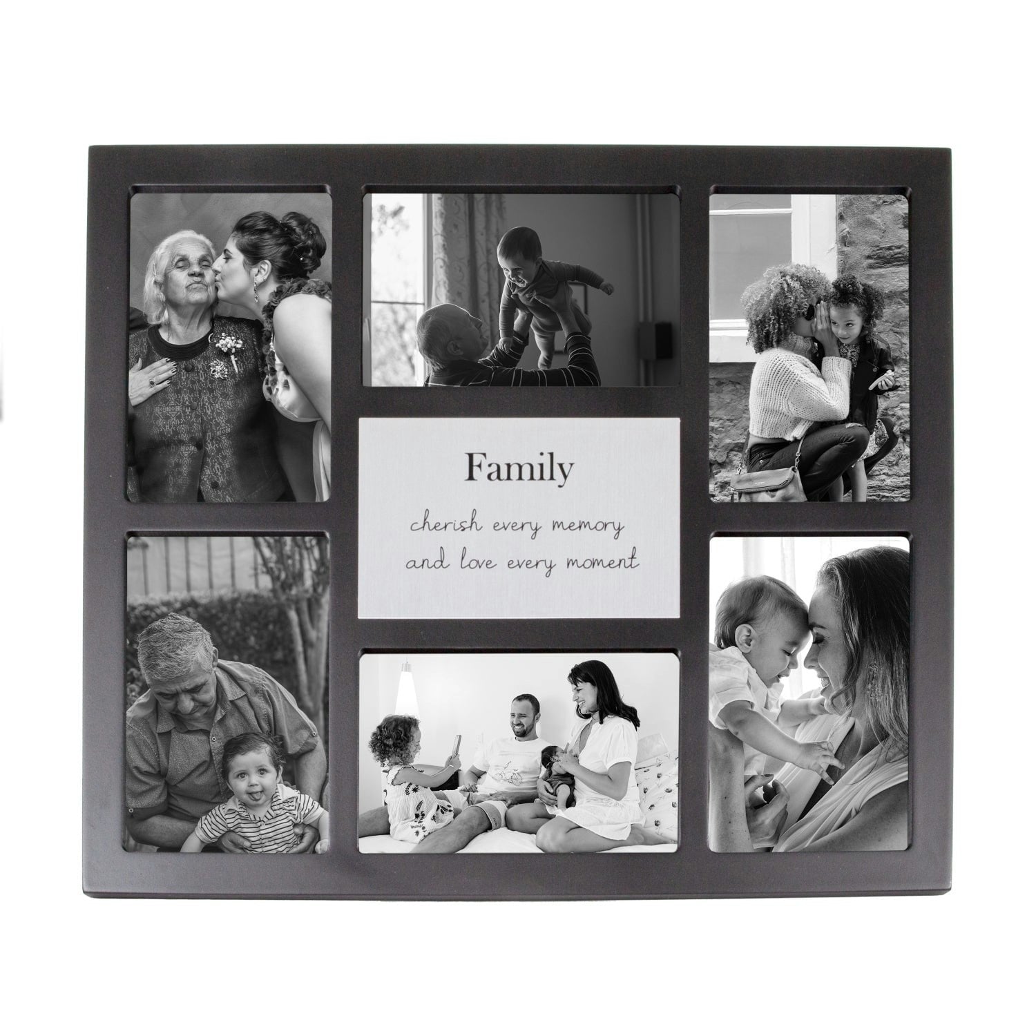 Rackhams Black Modern Multi Collage Picture Frame With Family Wording And Cute Phrase