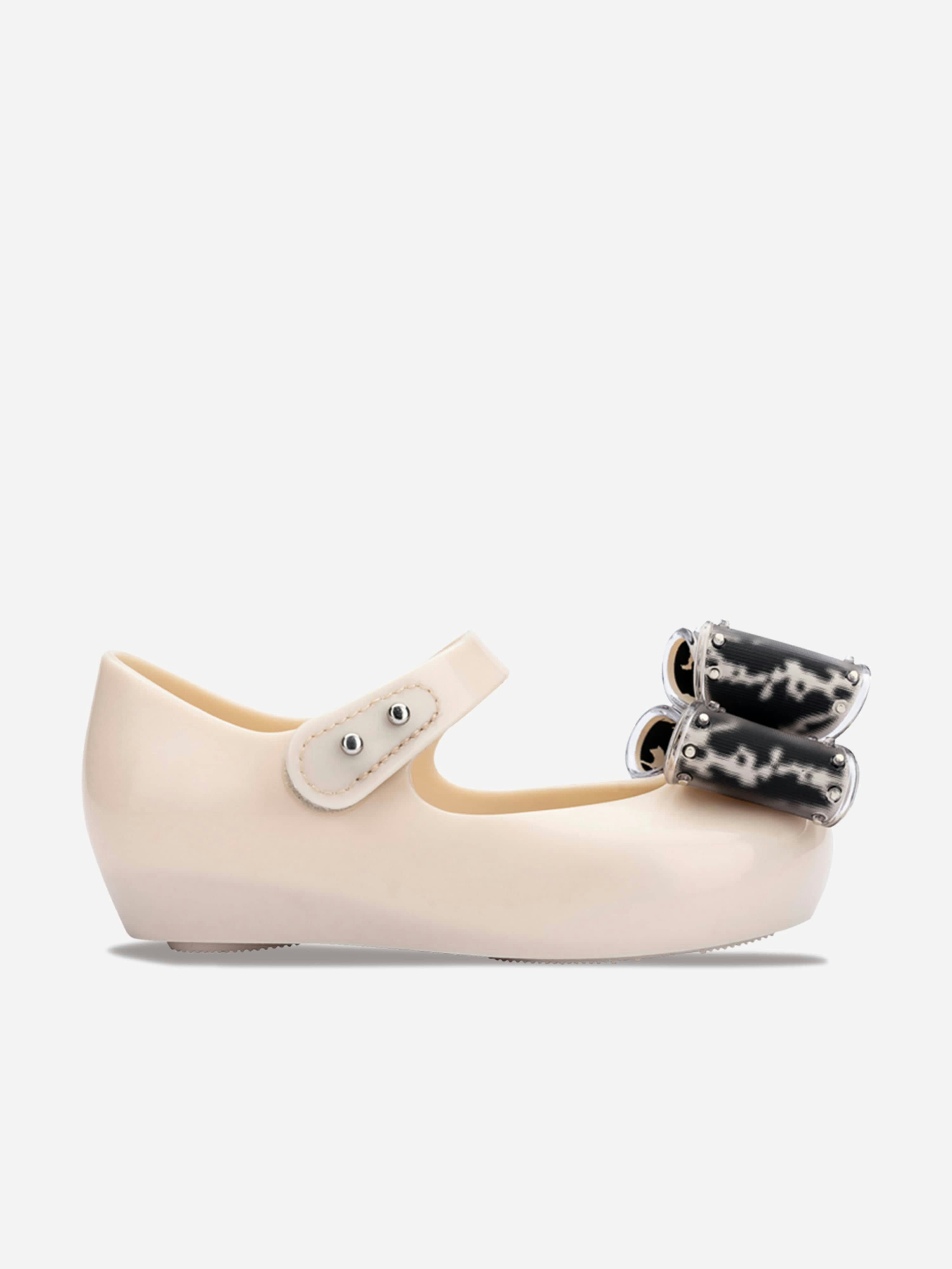Mini Melissa Girls Ivory Ultra Classic Bow Ballerinas In - Eu30-Uk11