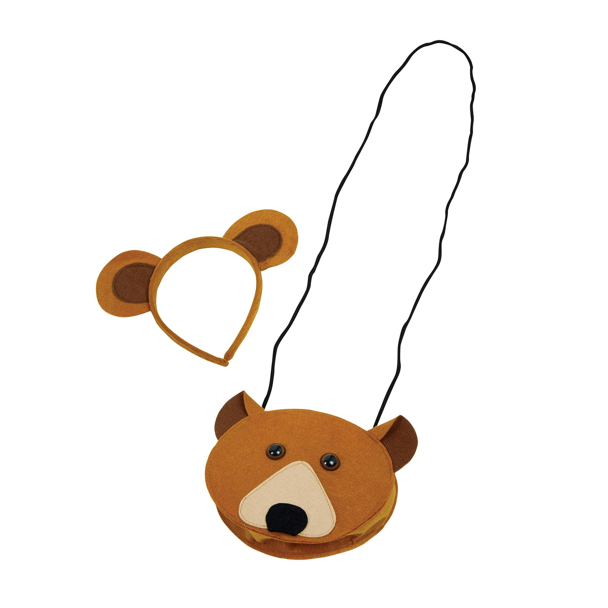 Bristol Novelty Brown Bear Bag And Ears Set - One Size