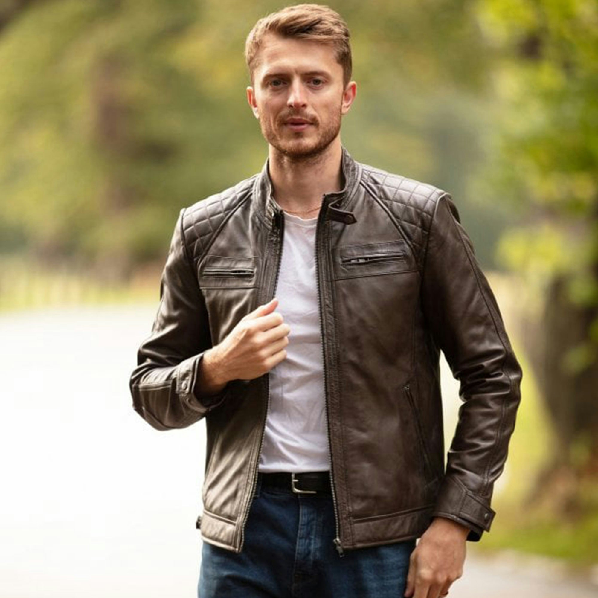 Ashwood 'Bronx' Leather Biker Jacket: 2101 - 6XL - Leather - Nevada