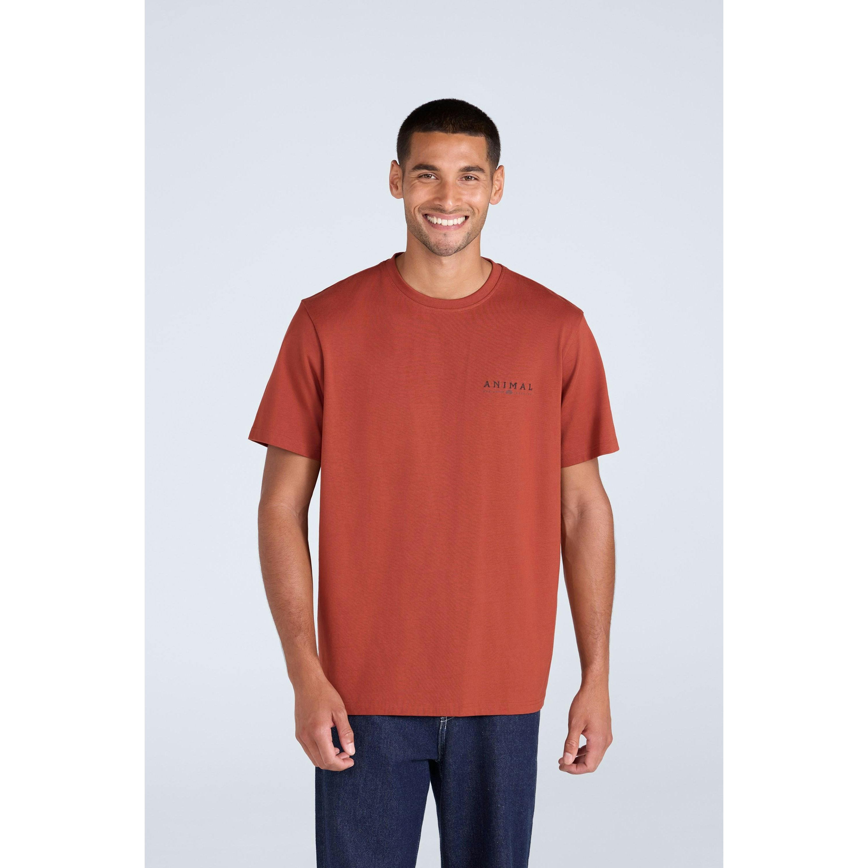 Animal Men's Orange Chase Organic Summer T-Shirt - Xs - 100% Organic Cotton